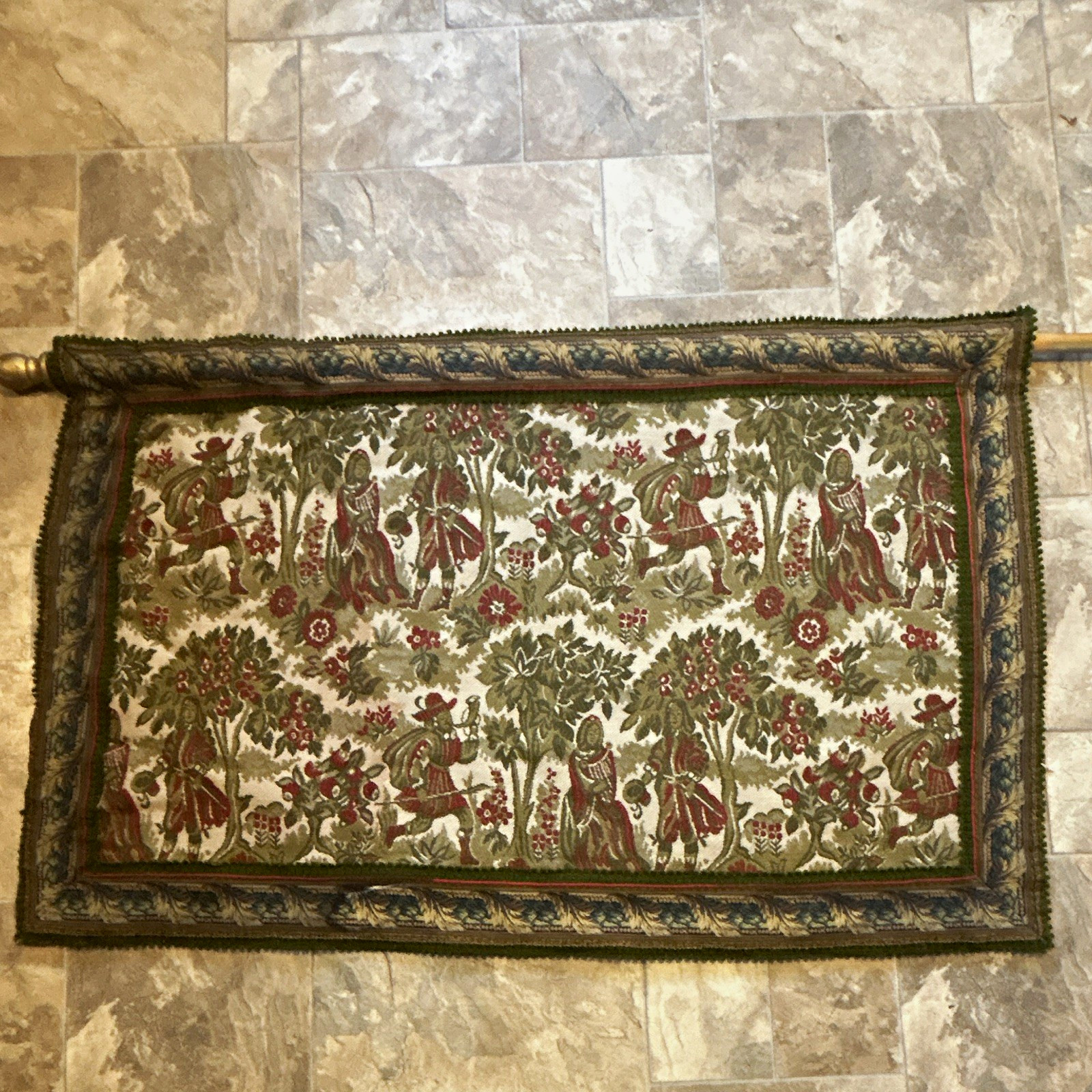 Hand Knotted Semi Antique French Tapestry 34X51