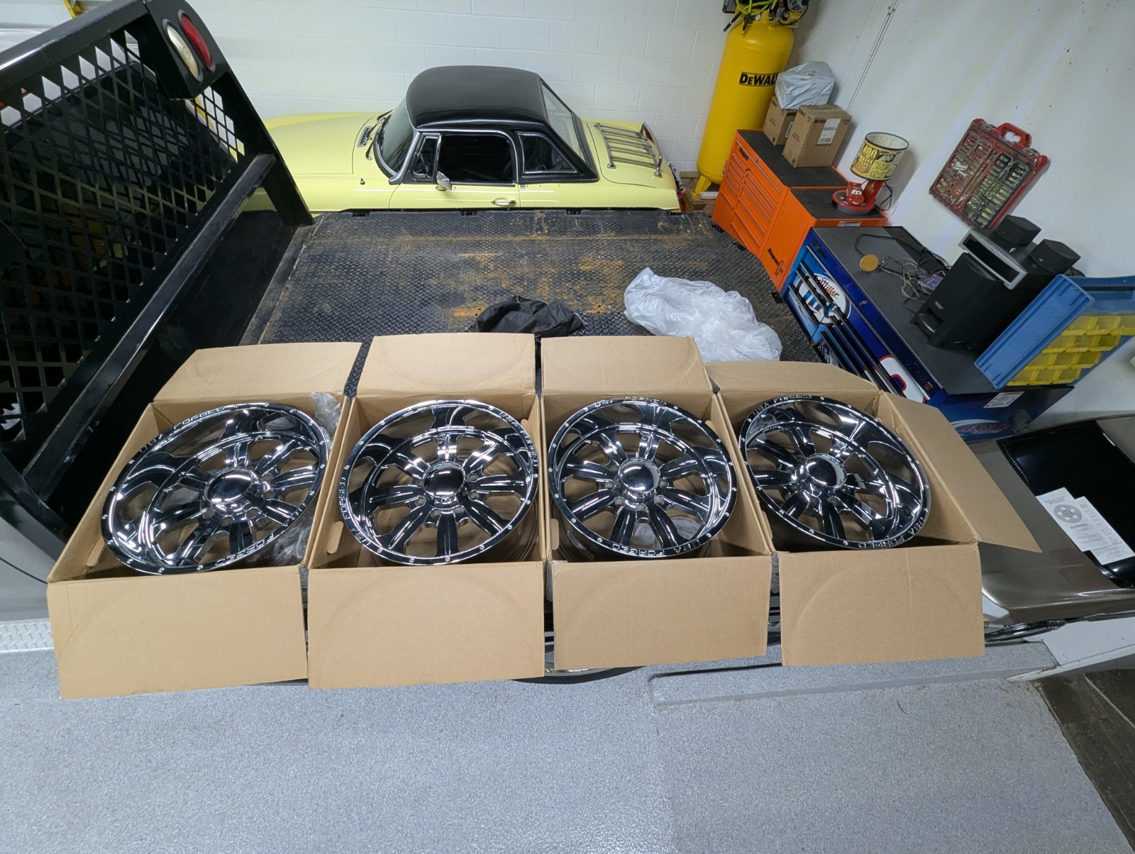 USA FORGED 20x10 Wheels Chrome 8x6.5 Vintage NOS NIB Quantity FOUR Crazy Rare 