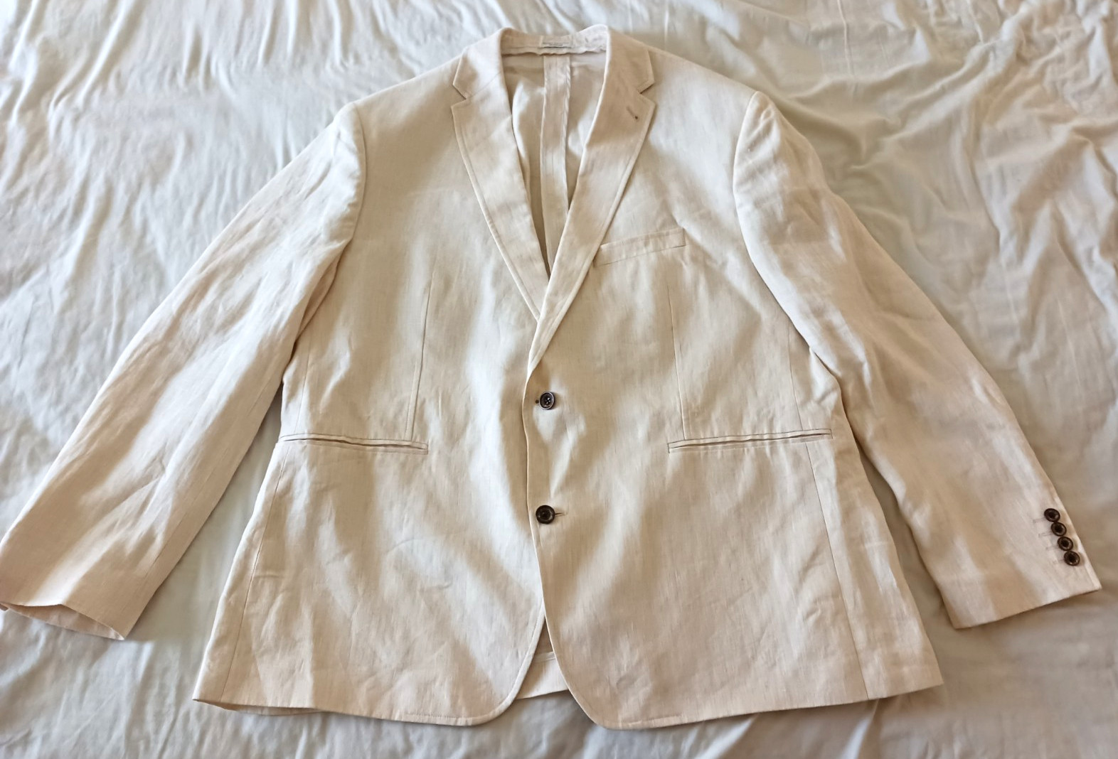 Murano Baird McNutt Blazer Mens 44L White/Beige 100% Linen Jacket Sport Coat