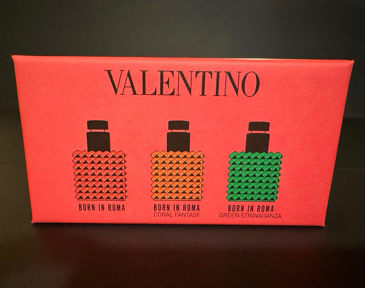 Valentino Born In Roma Spray Sample Gift Set 3x0.2 fl oz Coral/Green