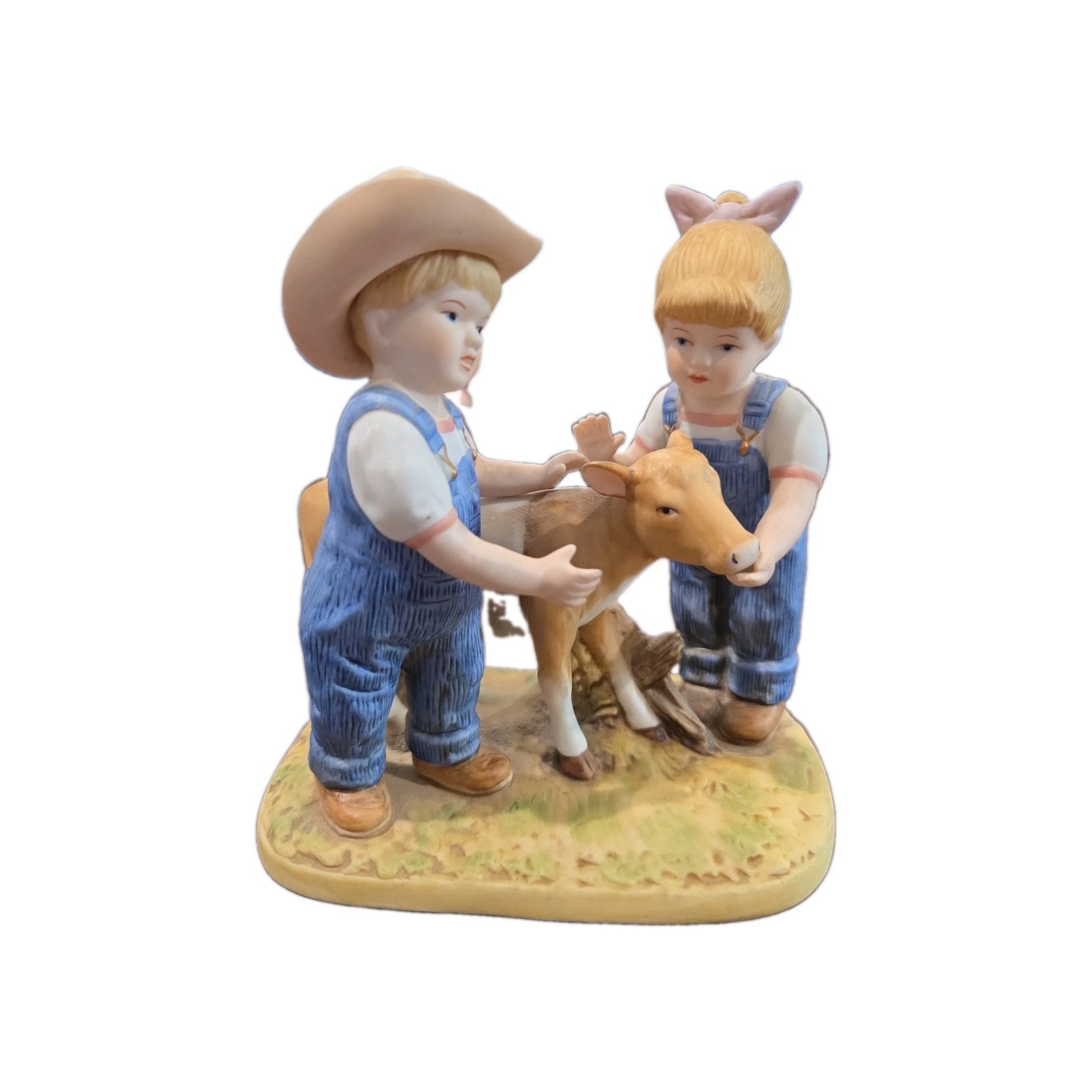 Vtg 1985 Homco Denim Days Barnyard Baby Figurine 88351 Danny Debbie Calf
