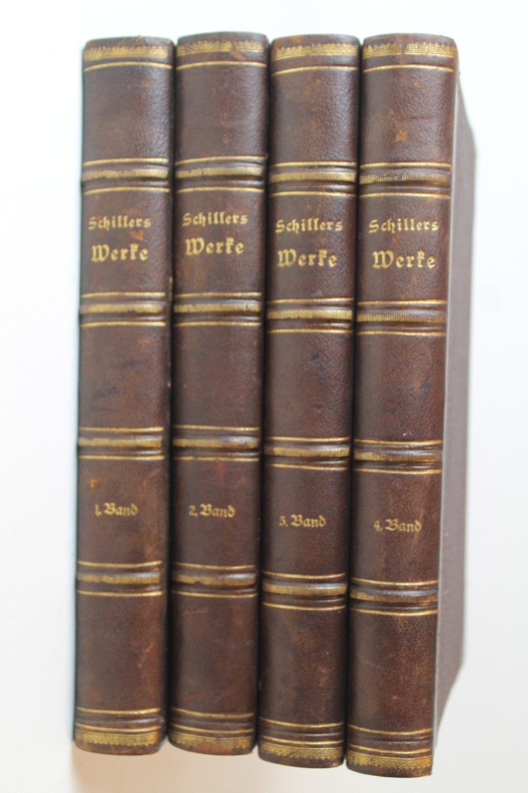 Antique Schillers Werke 4 Vol Leather Book Set 1880 J G Fischer 5th Ed German