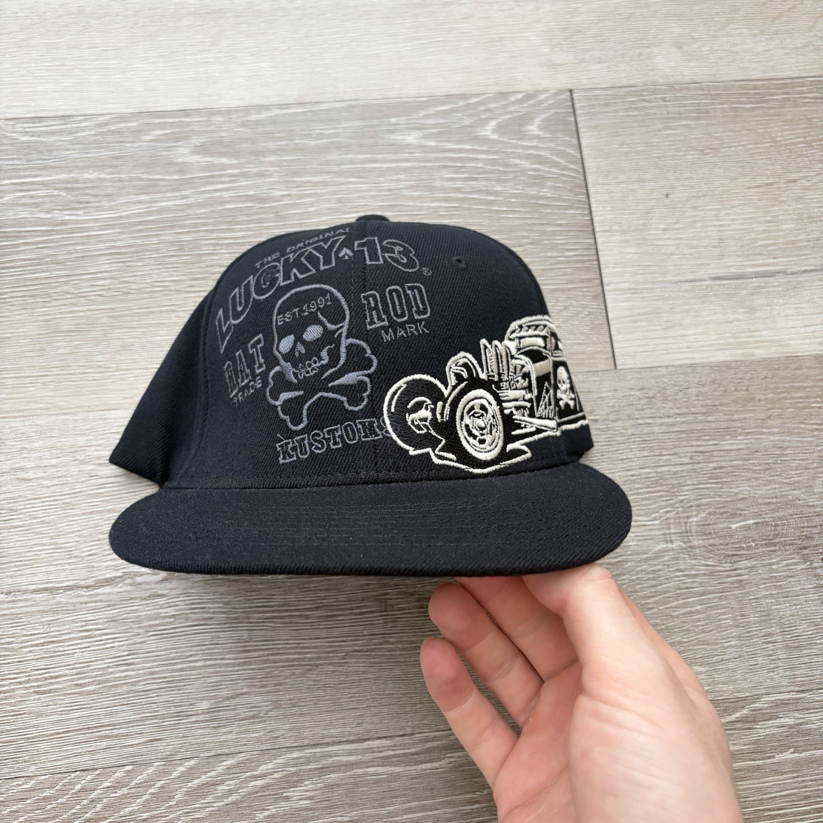 Vintage Lucky 13 Rat Rod Kustom SAMPLE Fitted Cap L/XL Biker Hot Rod Rockabilly Vintage Lucky 13 Rat Rod Kustom SAMPLE Fitted Cap L/XL Biker Hot Rod Rockabilly