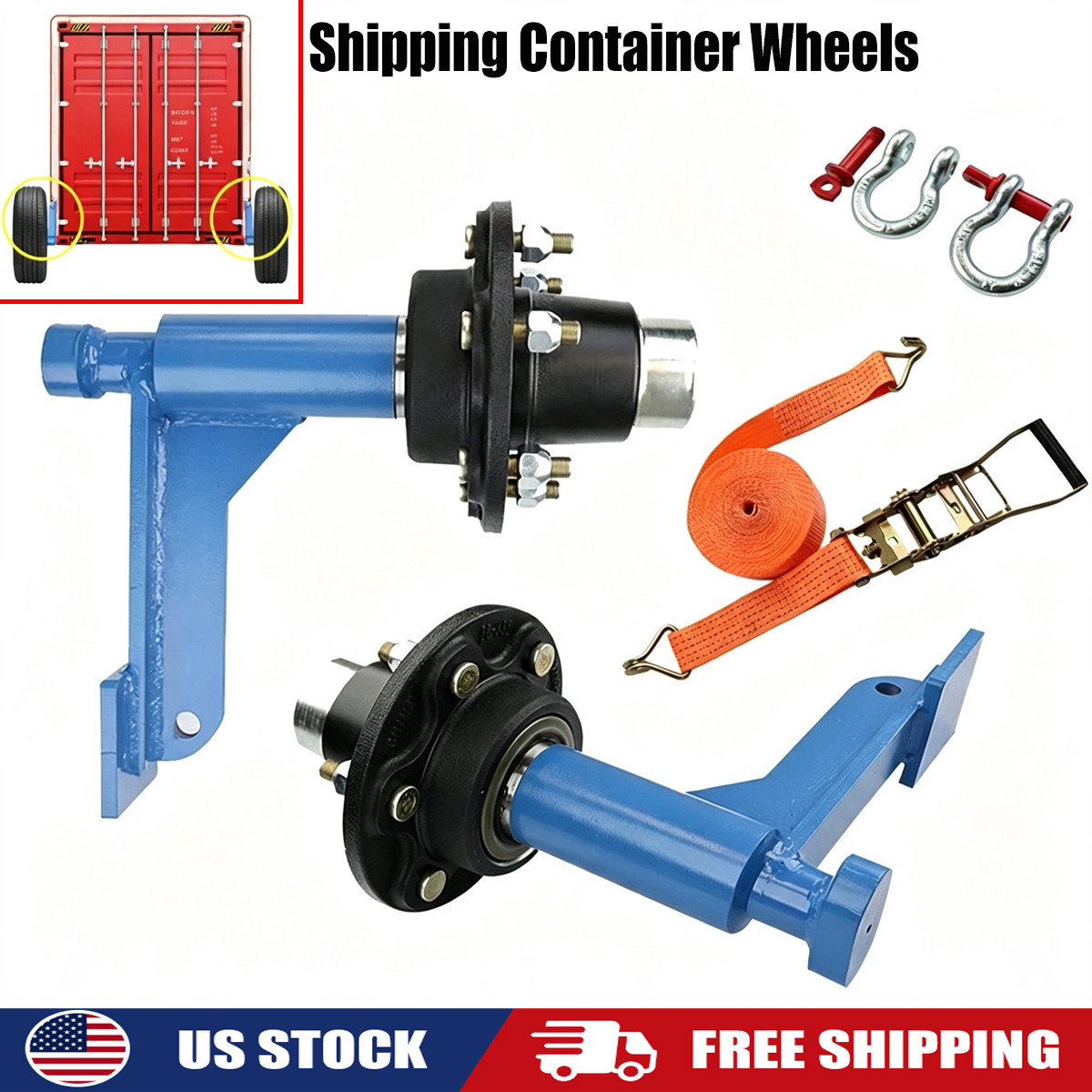 2 Pack 8800lbs Heavy Duty Shipping Container Wheels 6 x 5.5 Lug Axle Wheel Kit