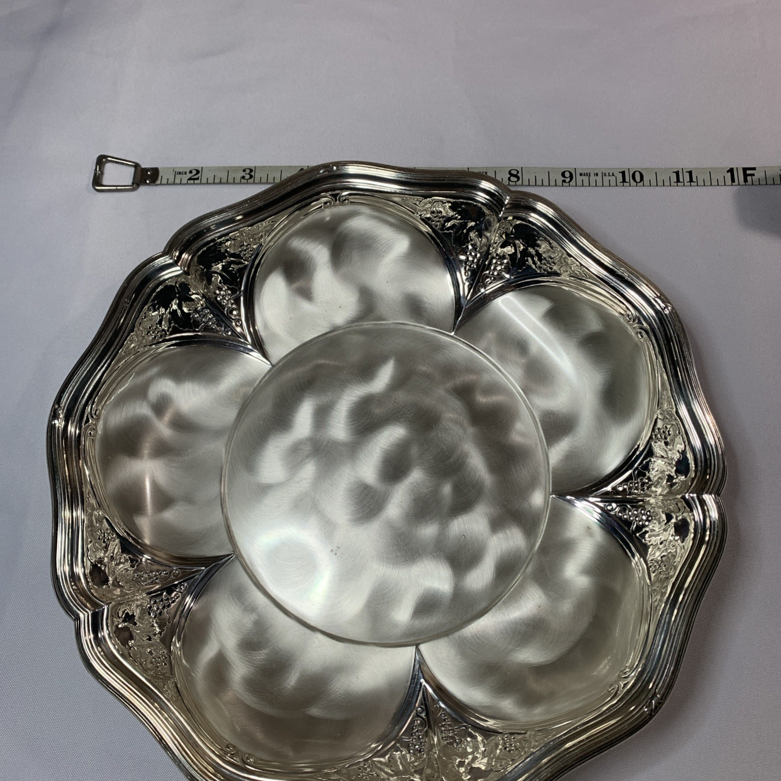 WMF Ikora Germany Silver Plated 3 Footed Bowl Vintage Dish Tray Grapes Vines