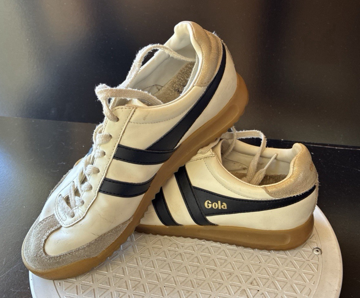 Gola Cyclone Leather Sneaker White Black Gum CLB622  Shoes 7.5W (RA12)