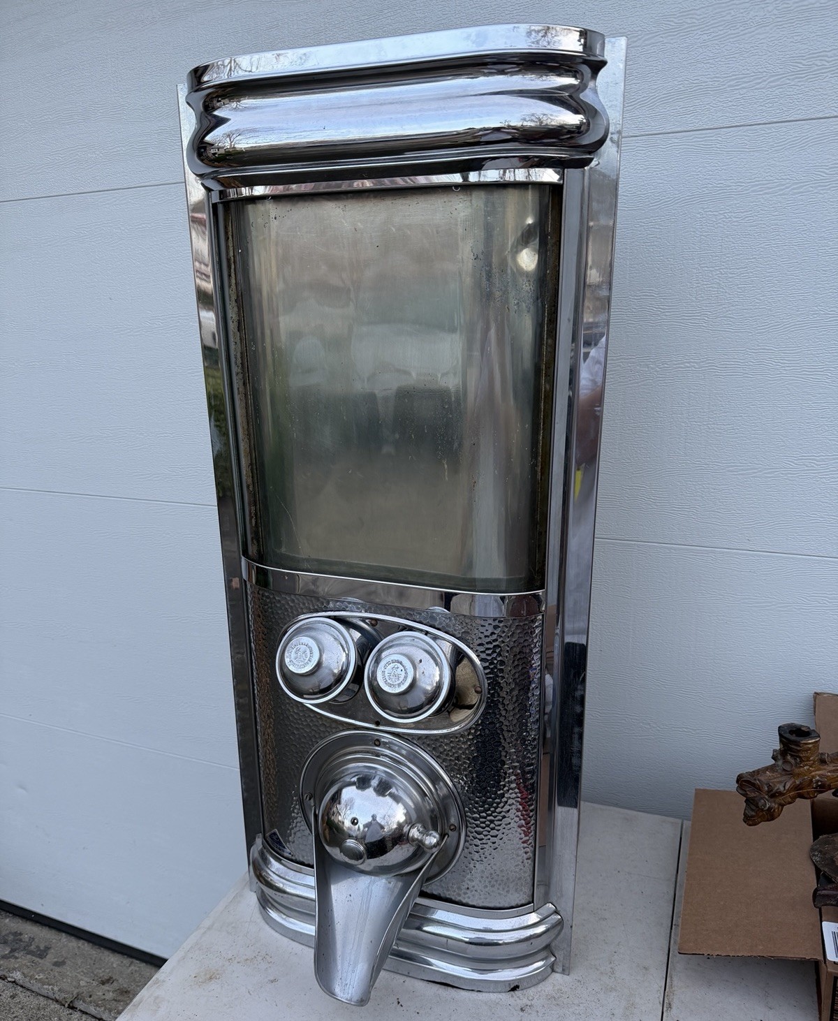 1960's Otto Kind Hammered Chrome Coffee Bean Dispenser Display Piece Cafe Shop