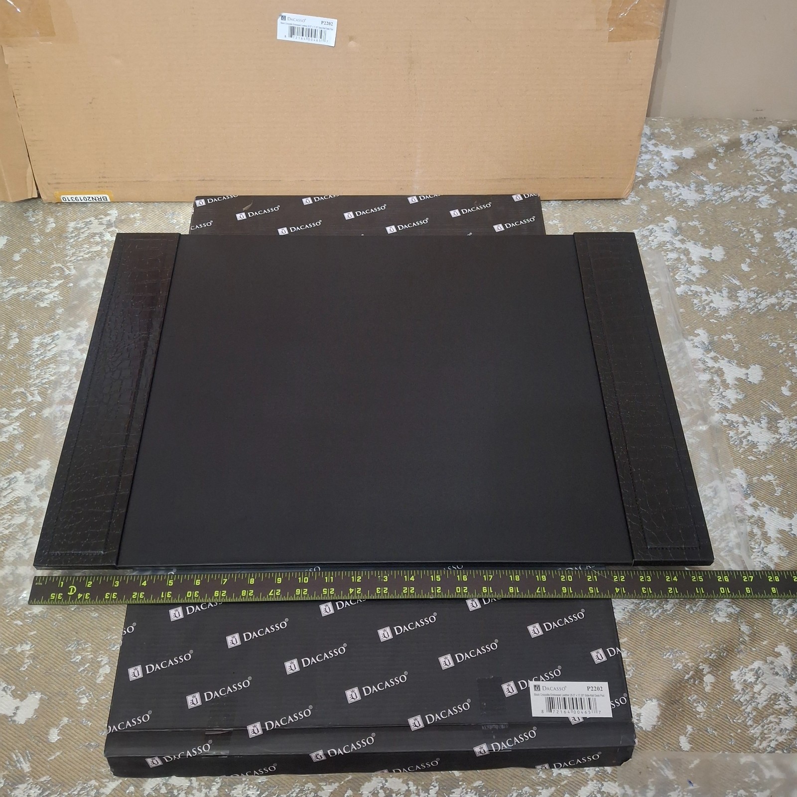 DaCasso Desk Pad Mat P2202 Black Crocodile Embossed Leather 25.5\
