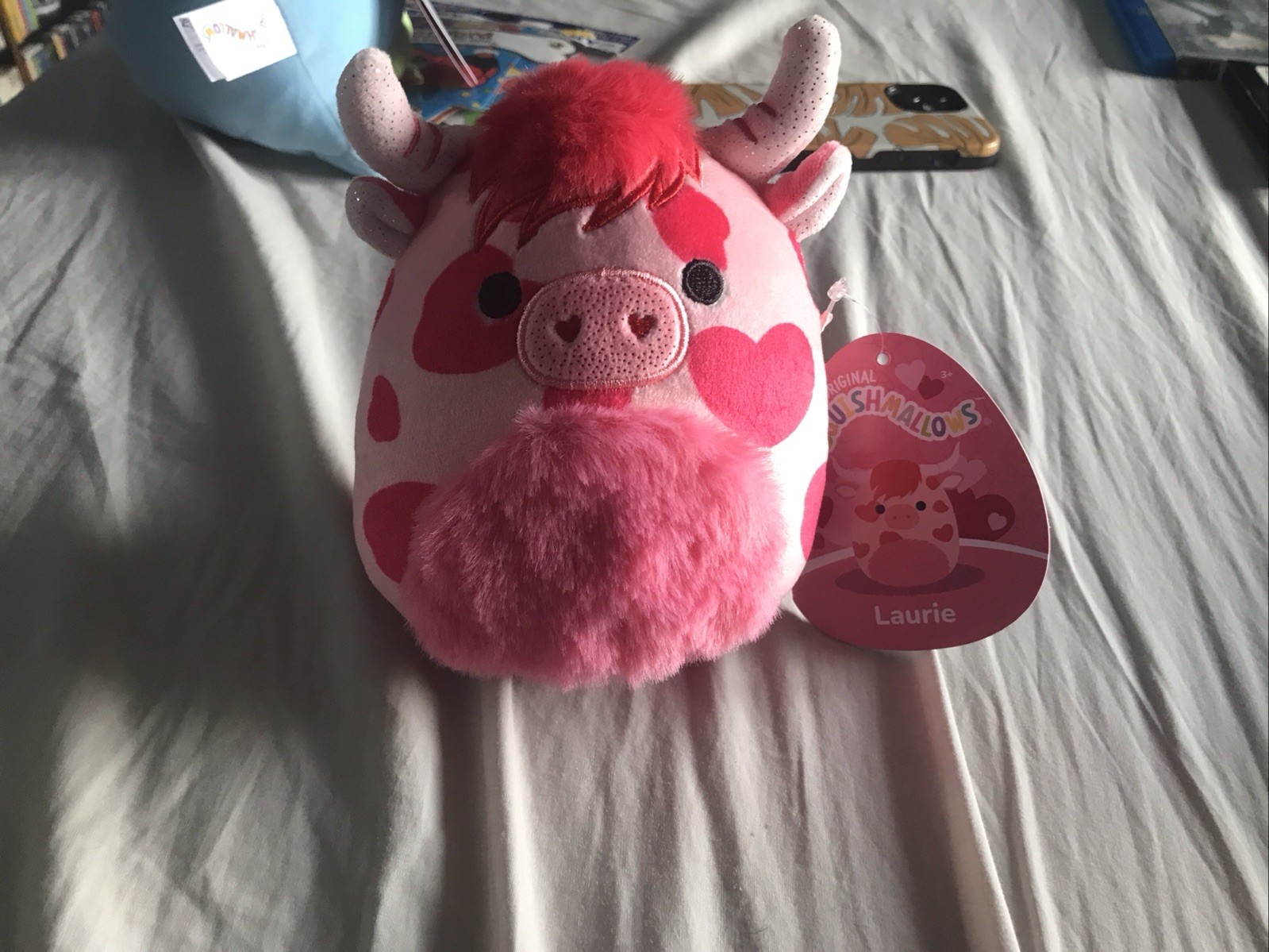 NEW Squishmallows 5” Inch Laurie Pink Highland Cow Red hearts Valentine’s Day