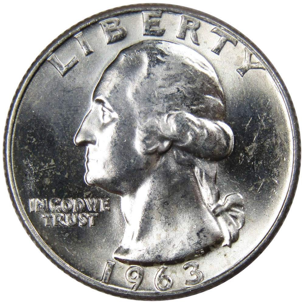 1963 D Washington Silver Quarter Uncirculated Mint State 25c Coin