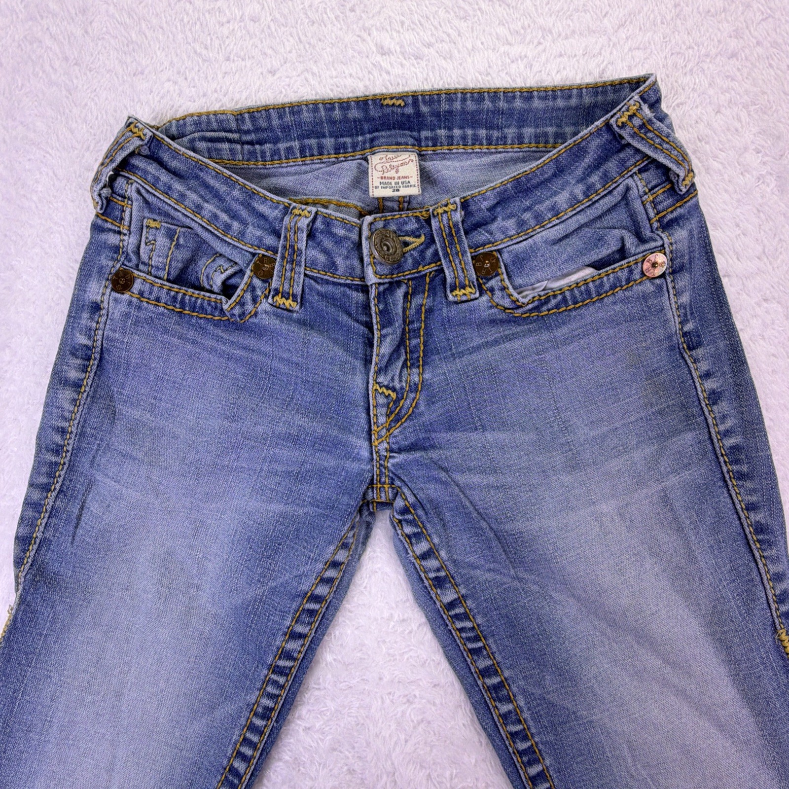VTG True Religion Jeans Womens 26 LowRise Straight Sty# W102482E6 USA (26x31.5)