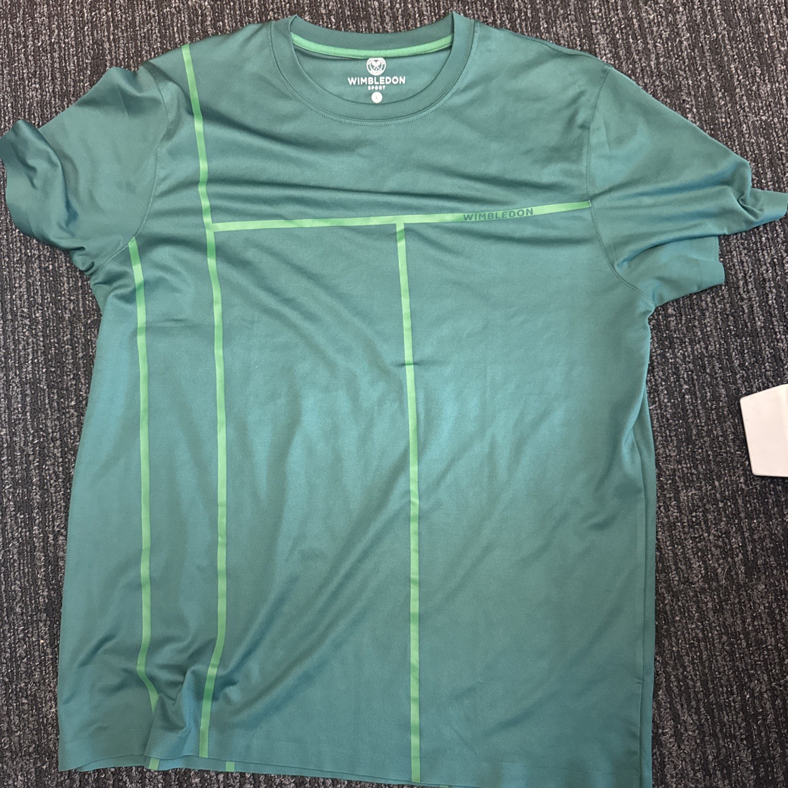 Official Wimbledon Tennis Merch Men\'s Large Tennis T-Shirt Green Sport Logo Tech
