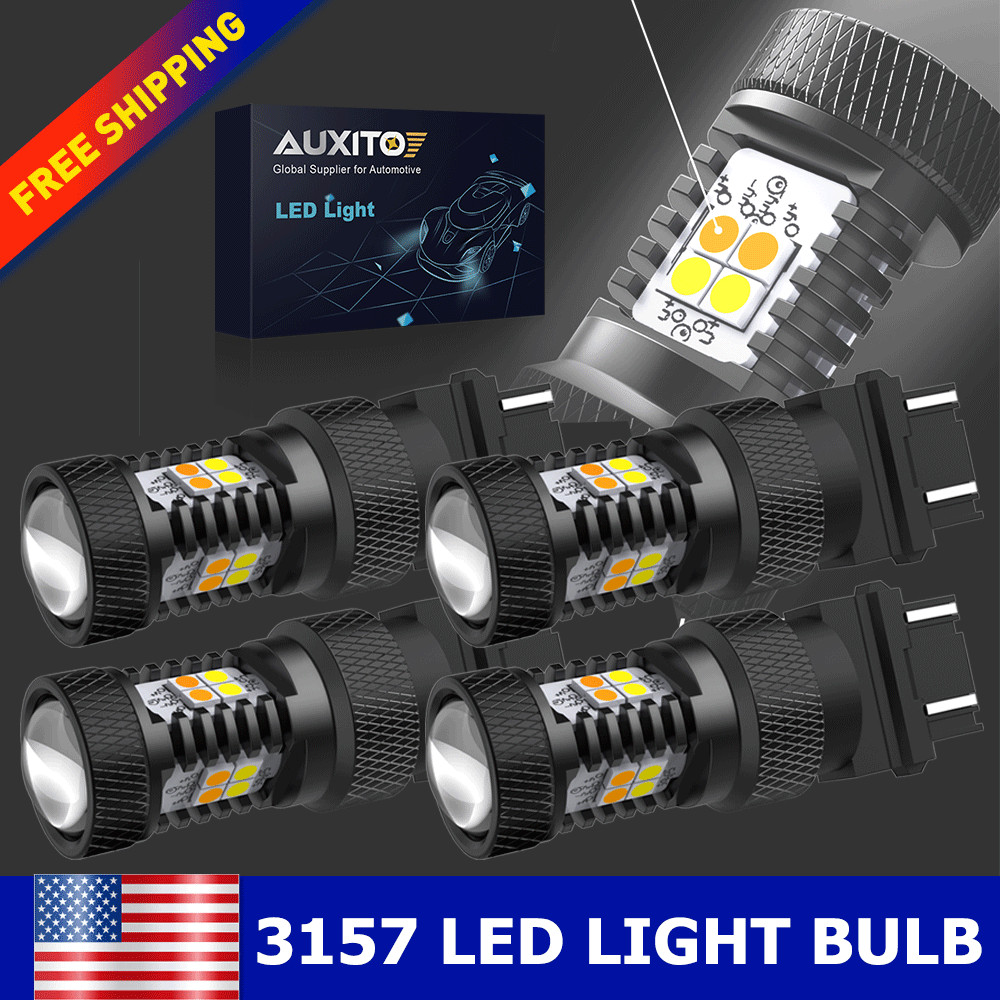 2-4x 3157/4114K Error-Free Switchback LED White Amber Turn Signal/DRL Light Bulb