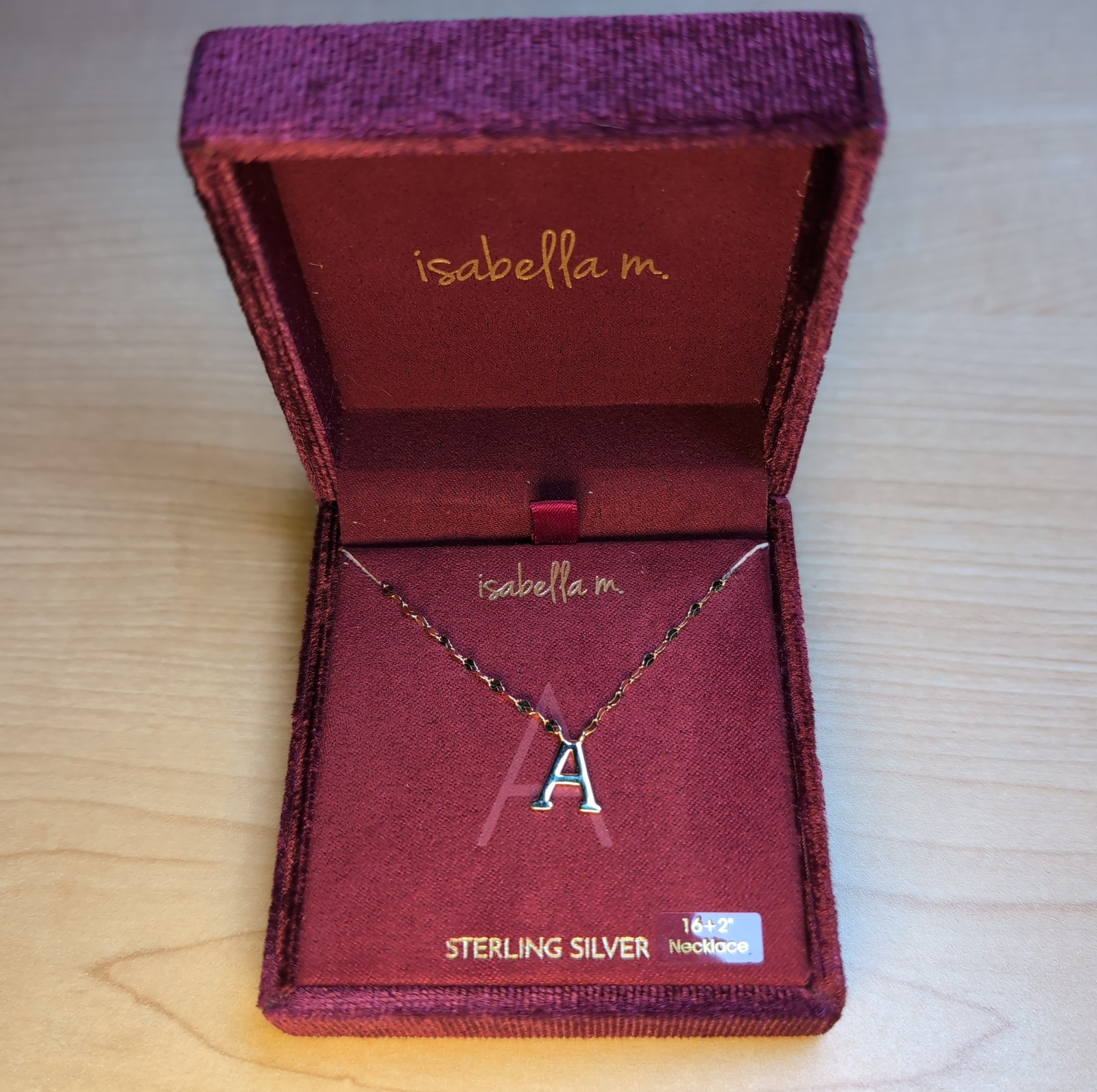 NEW Isabella M “A” Initial Necklace - Sterling Silver 16+2” w/ Original Box