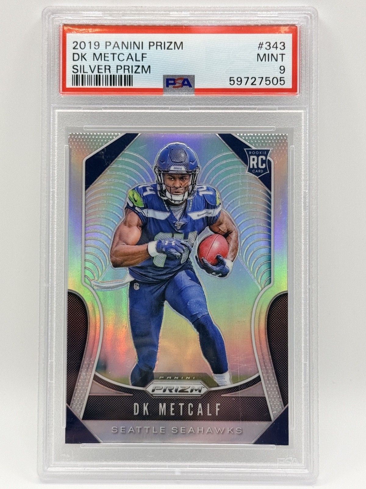 2019 Panini Prizm DK Metcalf #343 Silver Prizm Rookie RC PSA 9 Seahawks NFL