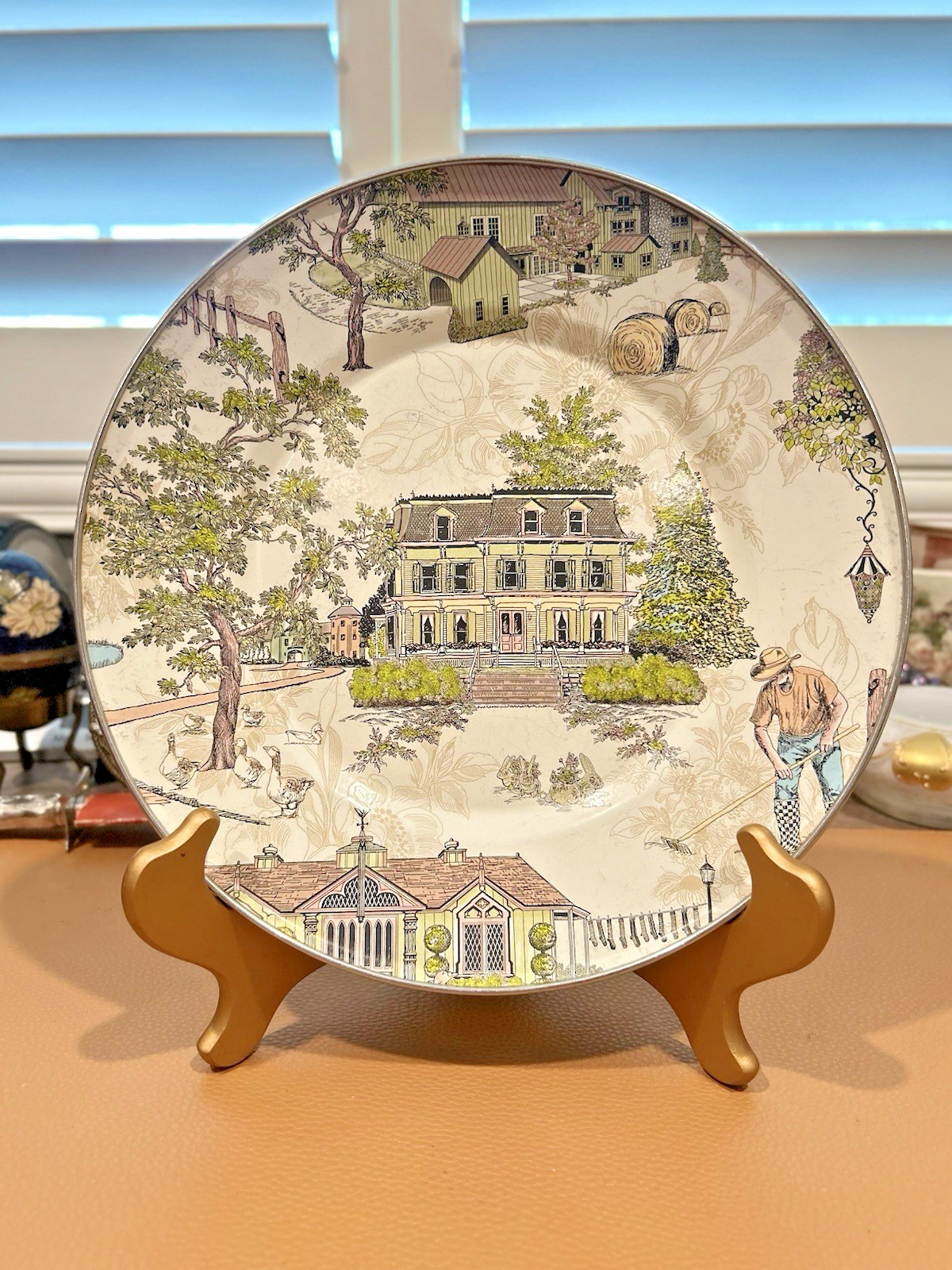 Vintage Retired Mackenzie Childs Aurora Farm 10” Dinner Plates Enamel Farmhouse