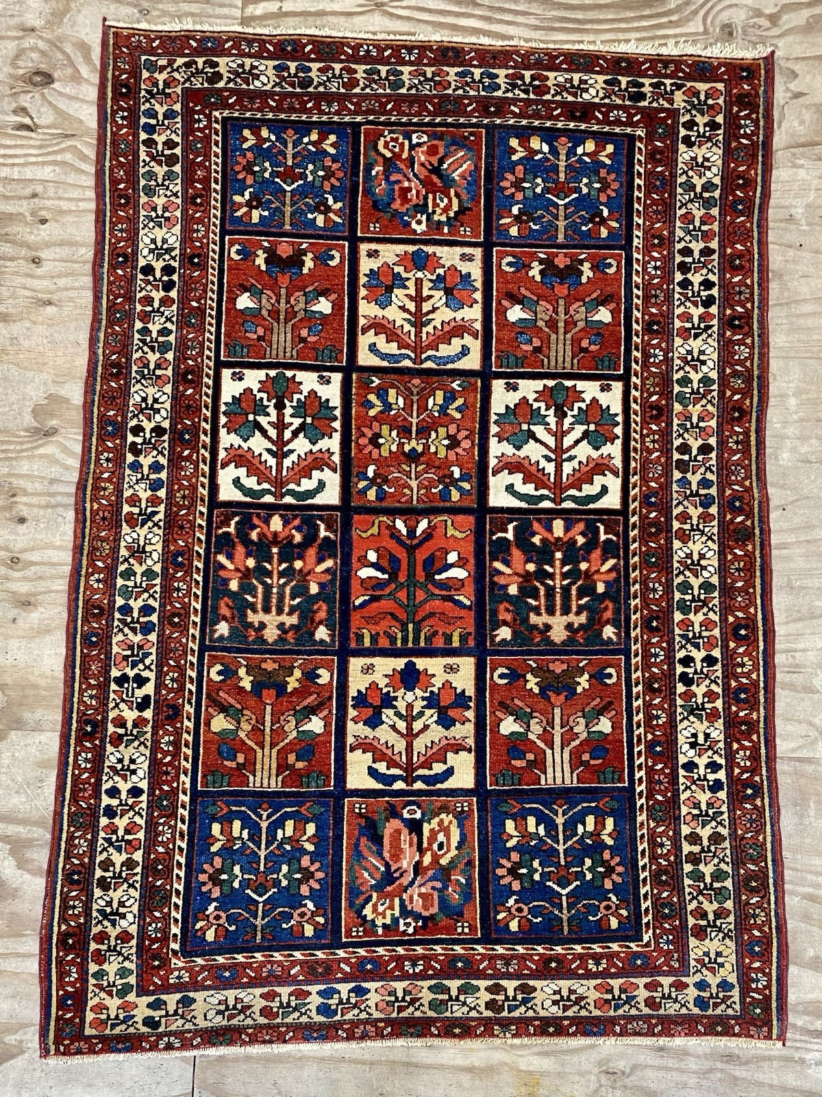 Antique Per Sian Hand knotted Garden Design Rug