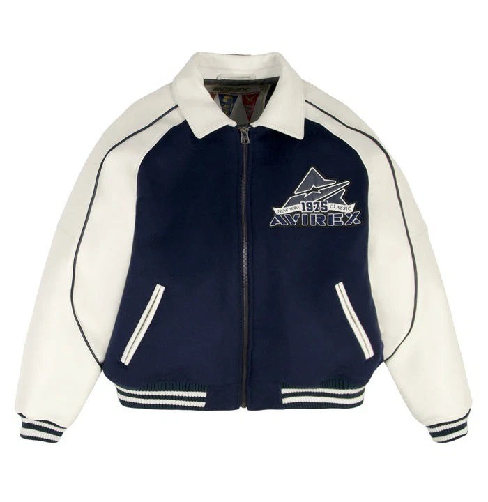 Men's AVIREX CLASSIC WOOL Real LEATHER VARSITY JACKET Avirex Wool Bomber Jacket