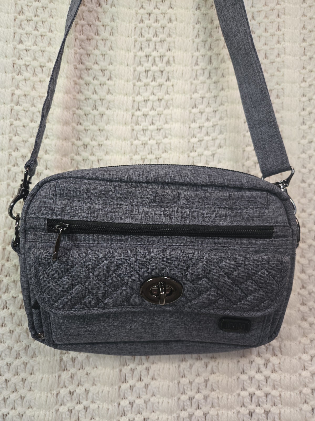 LUG SWITCH QUILTED Gray Heather Pattern Convertible Crossbody Bag  NWOT