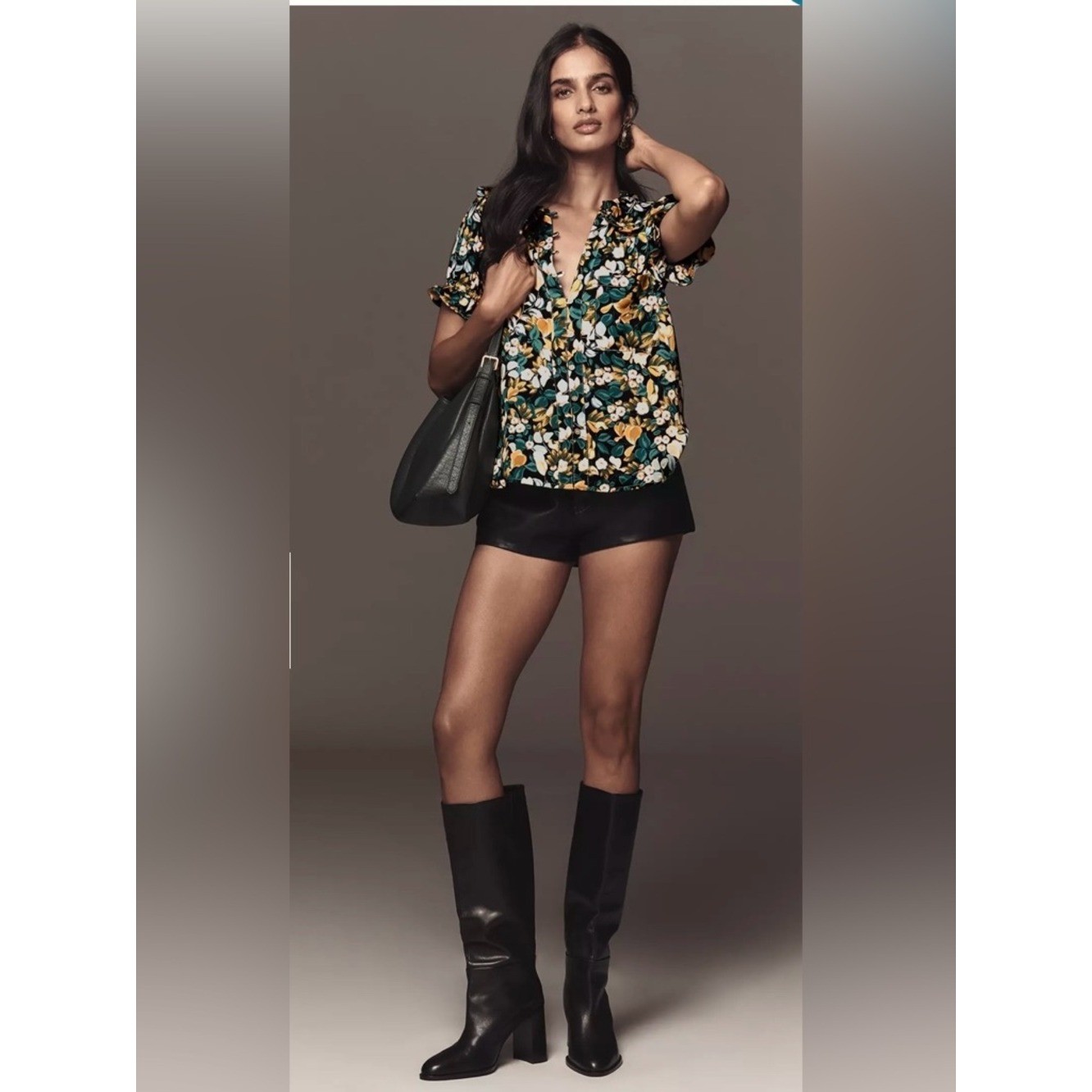 Anthropologie Pilcro Keira Floral Blouse Women\'s S Green Botanical