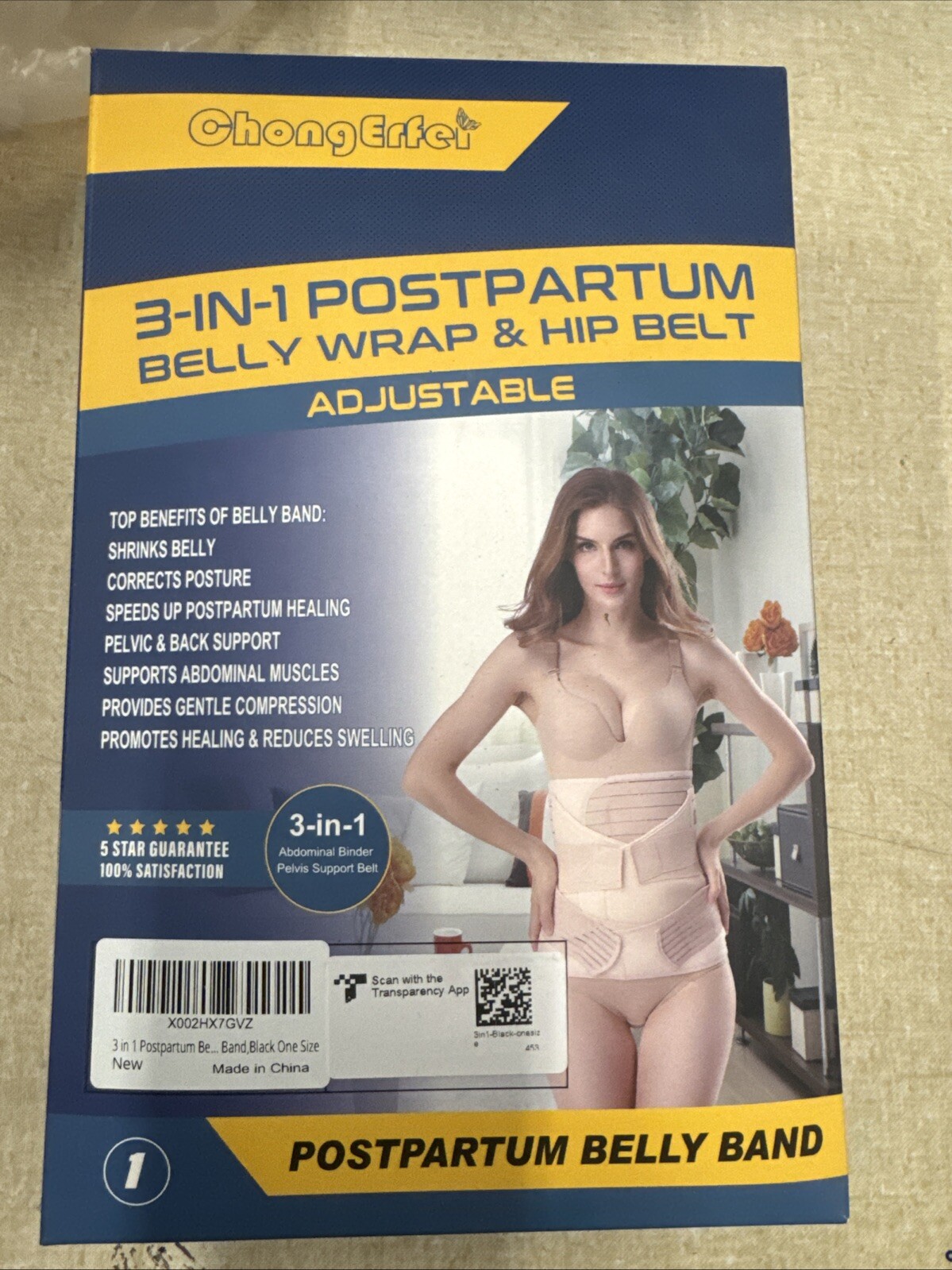 NEW ChongErfei 3 in 1 Postpartum Support Recovery Belly & Hip Wrap Black-07 NEW ChongErfei 3 in 1 Postpartum Support Recovery Belly & Hip Wrap Black-07