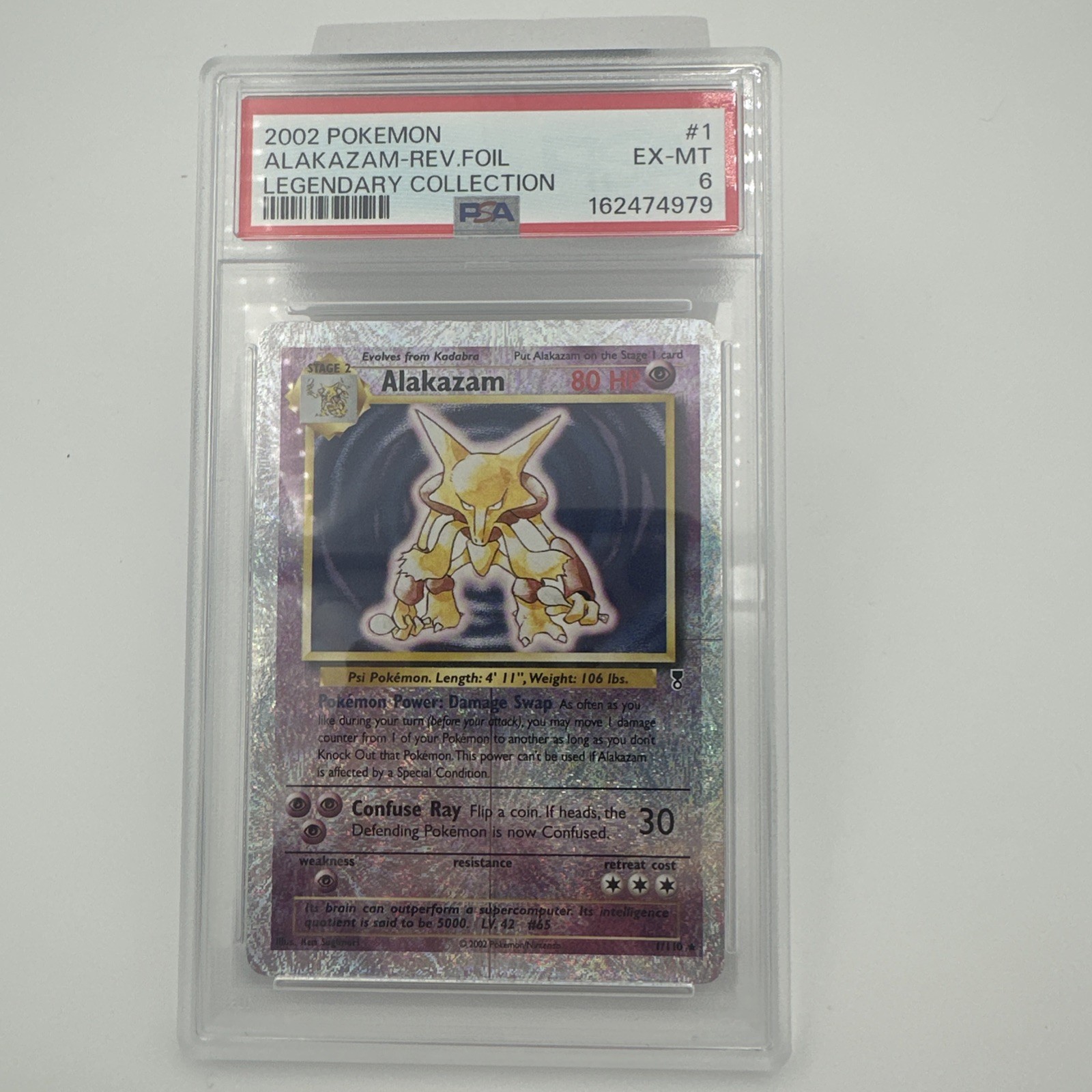 2002 Pokemon Alakazam #1 PSA 6 Legendary Coll. Rare Reverse Holo Foil