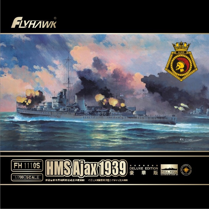 Flyhawk FH1110S 1/700 Scale HMS Cruiser Ajax 1939 [Deluxe Edition] Model Kit