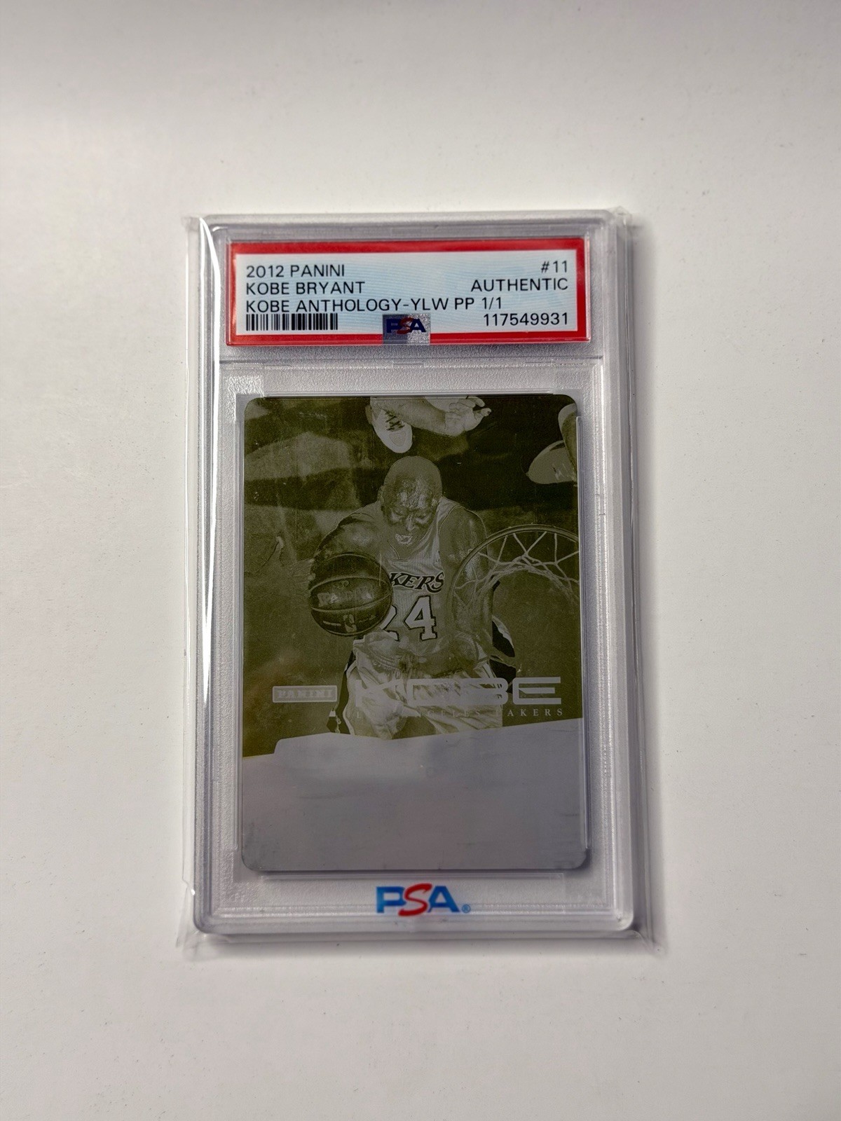 Panini 2012-13 Kobe Anthology Kobe Bryant #11 Yellow Printing Plate 1/1 PSA Panini 2012-13 Kobe Anthology Kobe Bryant #11 Yellow Printing Plate 1/1 PSA