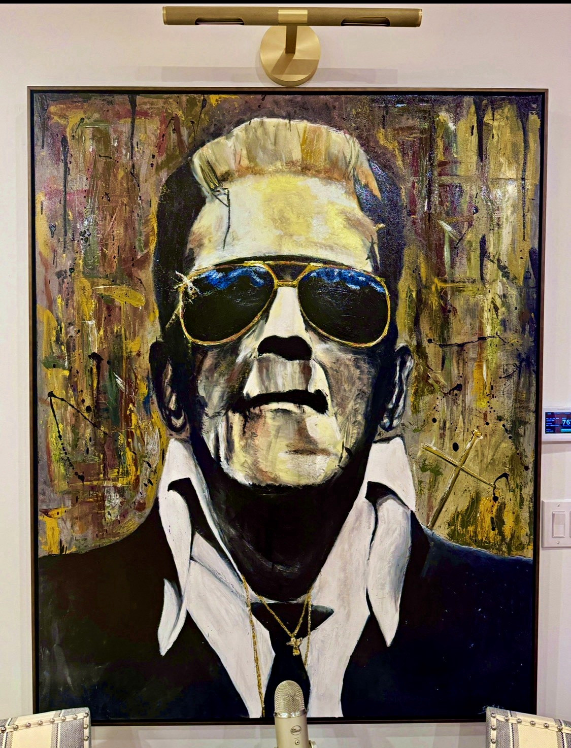 Brandon Giles Original Oil Painting Frankenstein Elvis HUGE 5’ x 3.5’ Framed