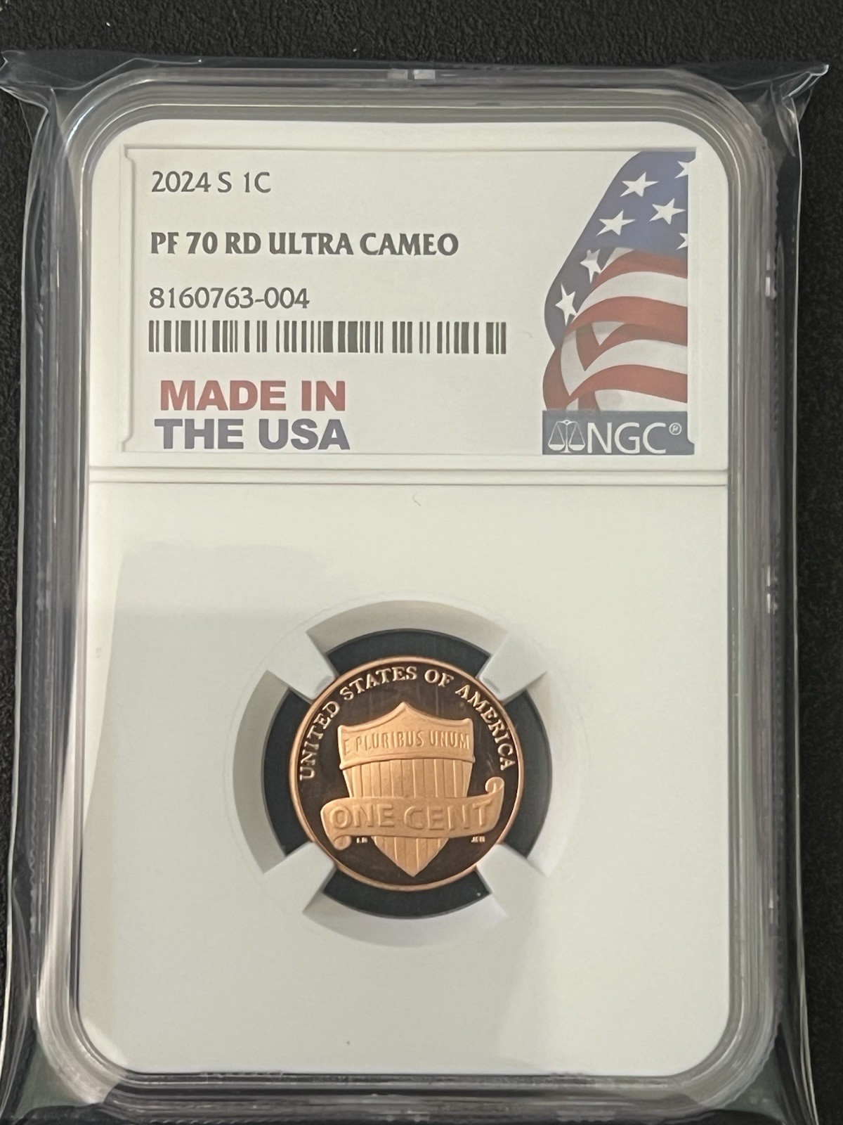 2024 S Lincoln Cent Shield Reverse Cent NGC PF70RD UCAM Made In USA Flag Label