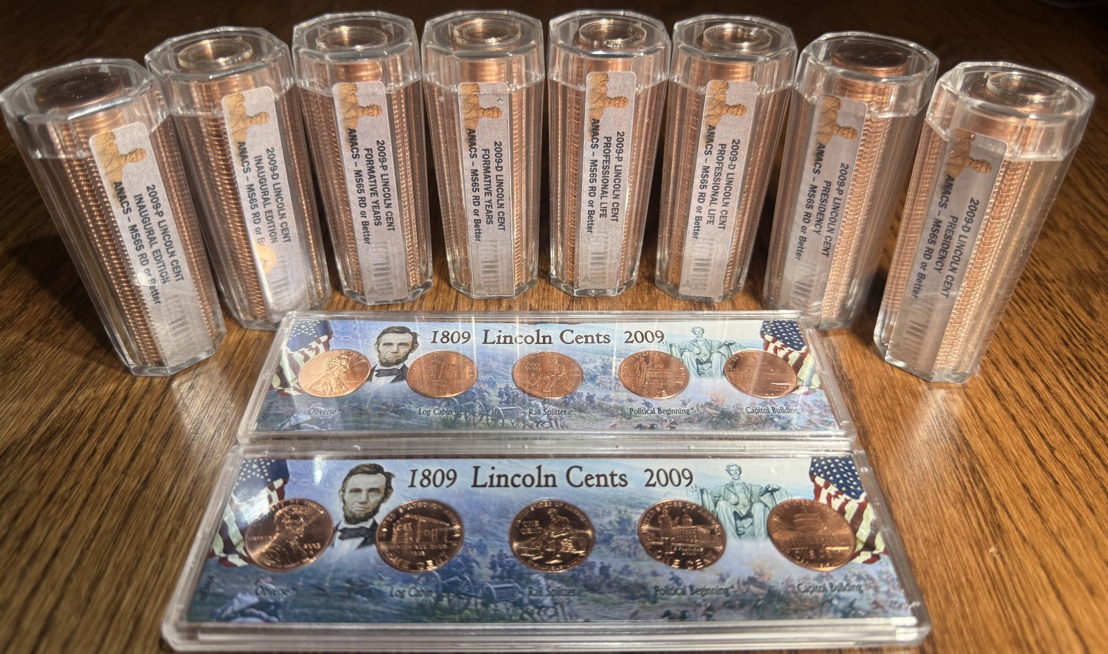 2009 P&D Lincoln Bicentennial 10 Penny Set sourced from ANACS graded MS65+ rolls