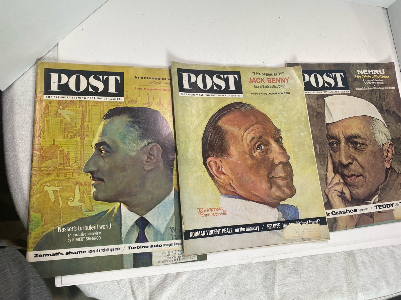 THE SATURDAY EVENING POST MAGAZINE  1963 NORMAN ROCKWELL COVER Lot Of  (3)