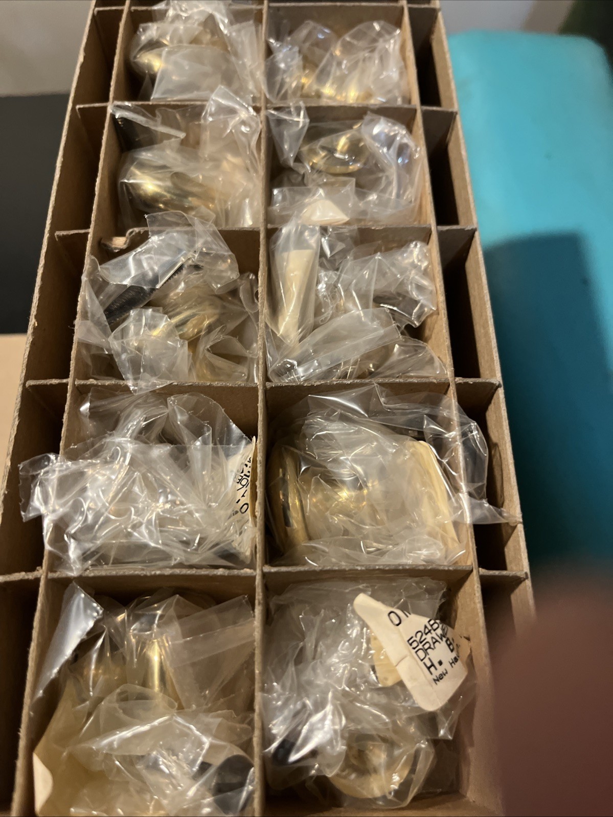 NEW OLD STOCK VINTAGE H.B. Ives Solid Brass Cabinet Drawer  Knobs 10 Piece 1.25”