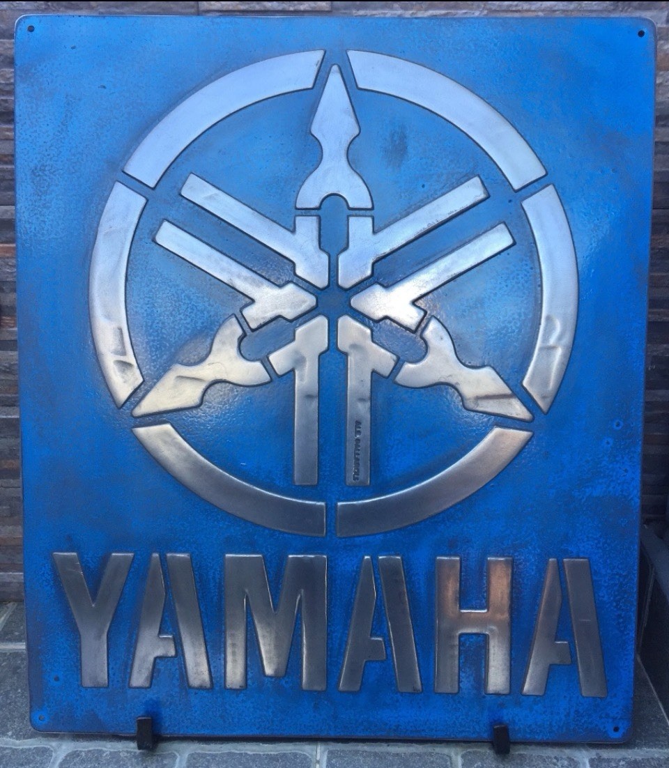 Yamaha Vintage Metal Sign 20x24 Handmade 3D Aluminum Relief Garage Decor