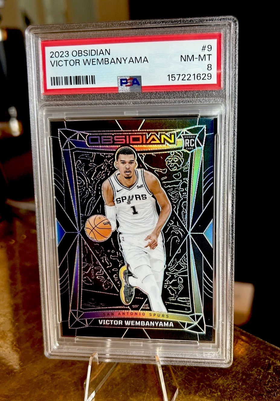 2023-24 Obsidian - Victor Wembanyama #9 (RC) True Rookie, PSA 8 Color Match
