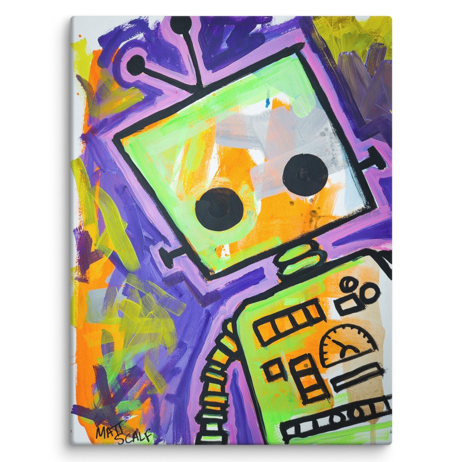 ARE YOU OK? | Canvas PRINT of an Original Abstract Robot Painting by Matt Scalf
