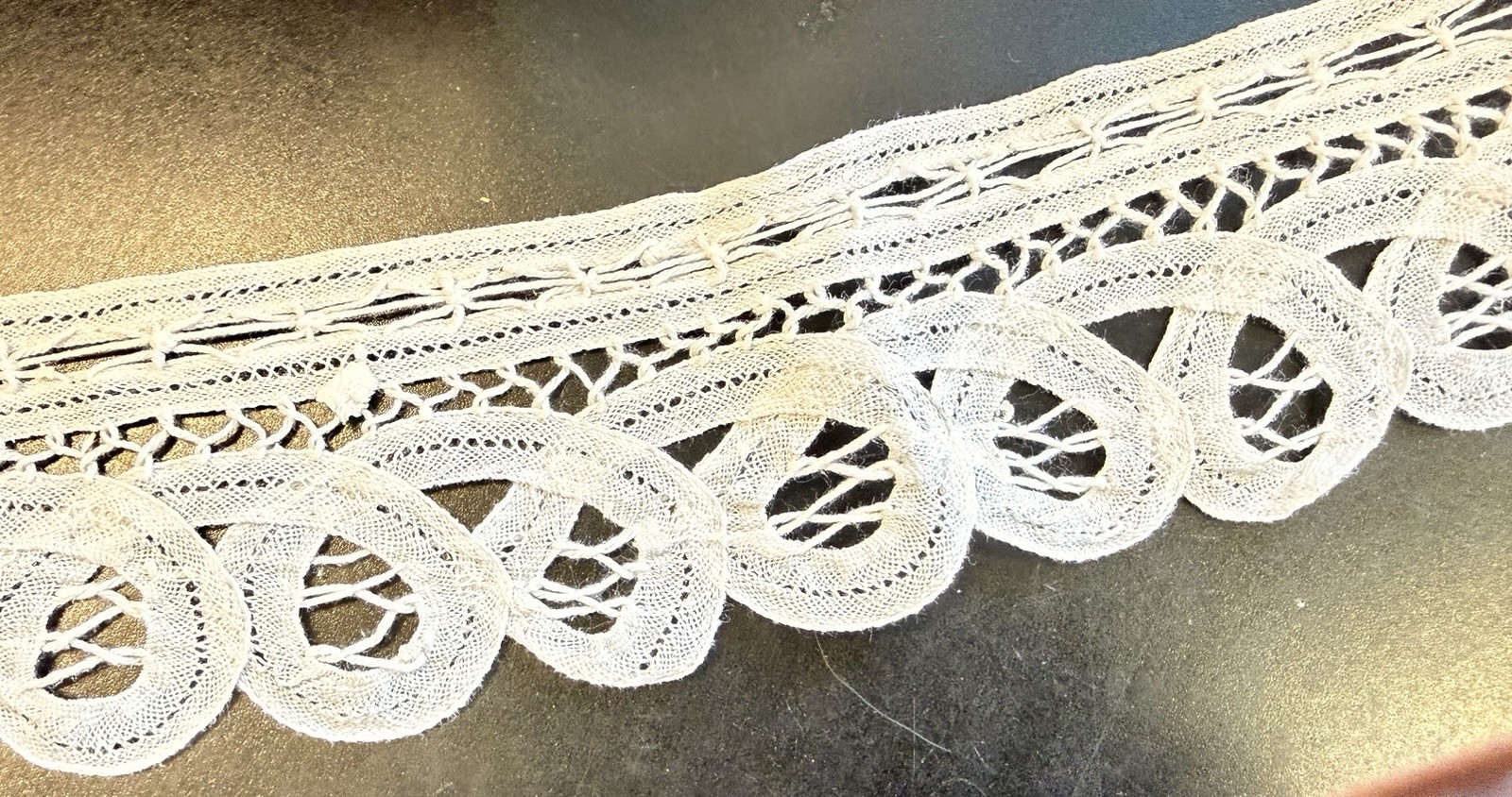 5 Yards Piece White Cotton Battenburg Edge Lace 2 1/4” for clothing / drapery