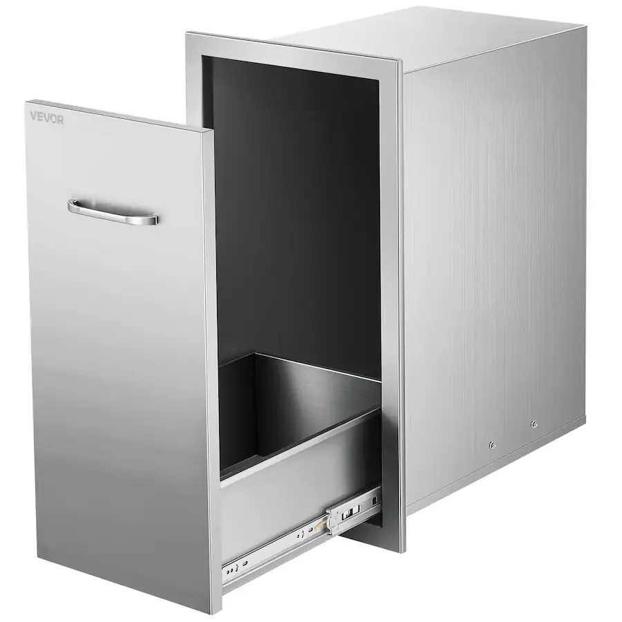 VEVOR Outdoor Kitchen Storage Trash Drawer Stainless Steel 13.5x19.6x25.8 Silver