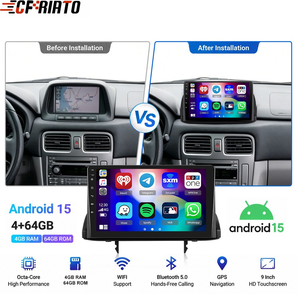 4+64GB Android 15 9'' For Subaru Forester 2002-2008 Apple CarPlay Car Radio GPS