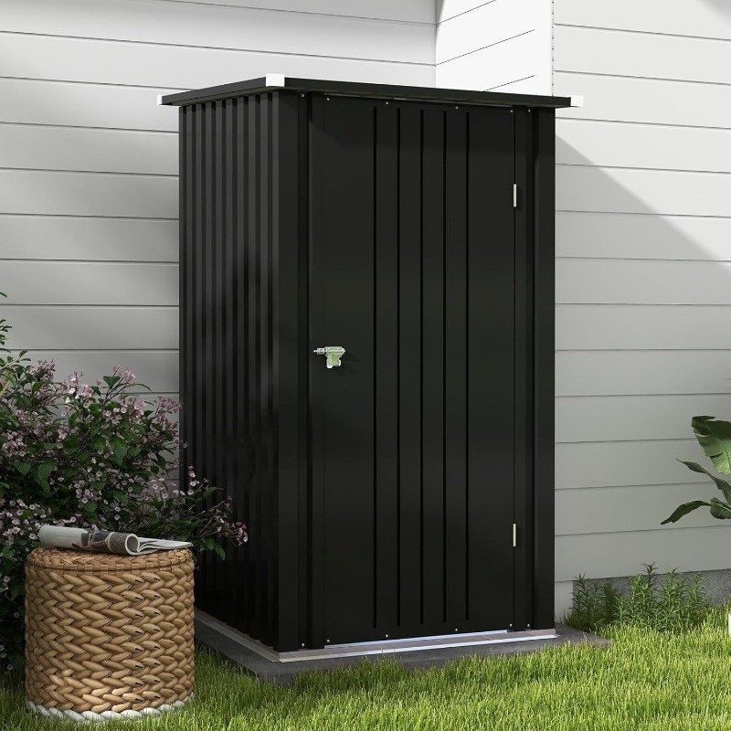 3 X 3 FT Outdoor Storage Shed Small Garden Tool Storage Shed with Sloping Roof