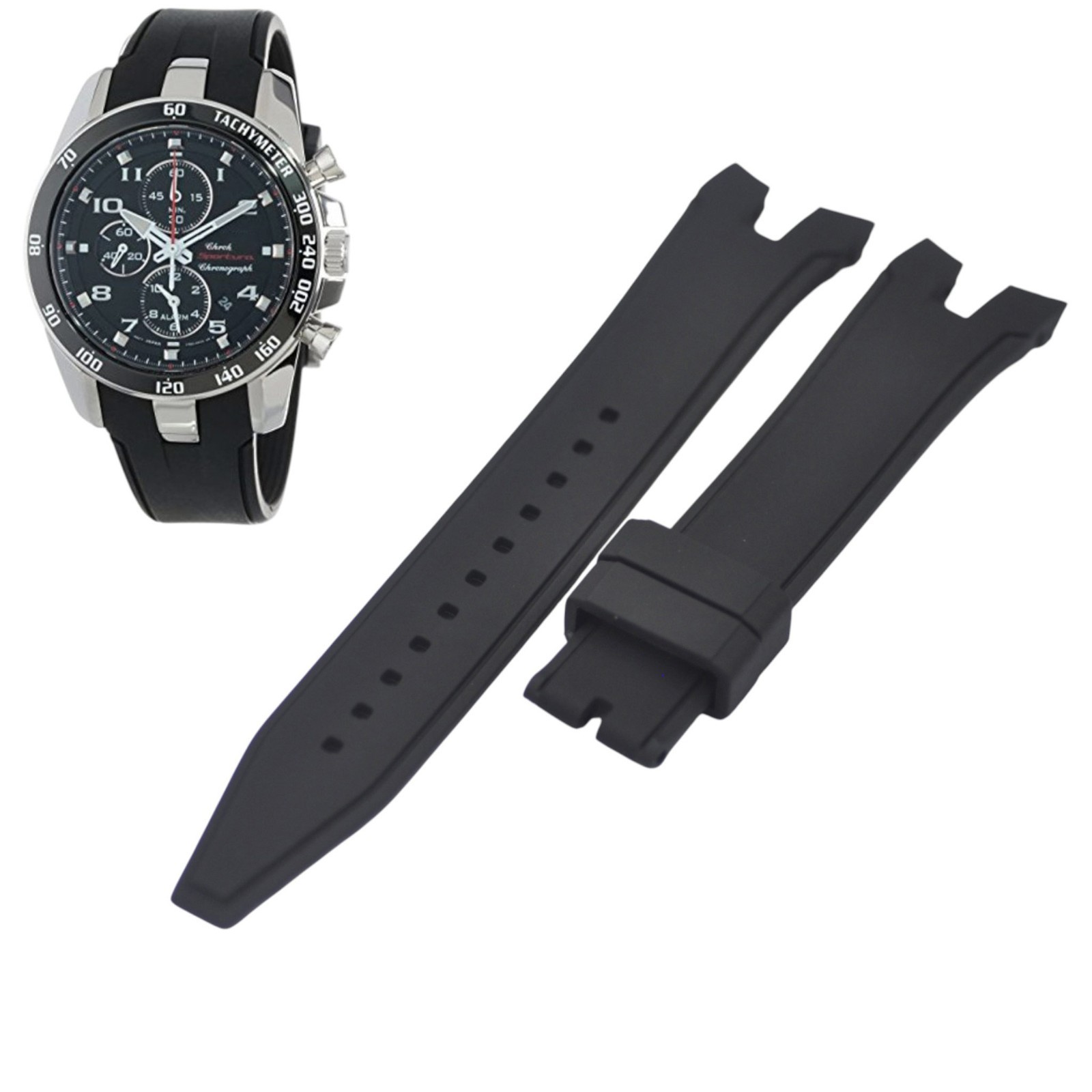 Sportura SNAE87 21mm Black Rubber Strap For Seiko