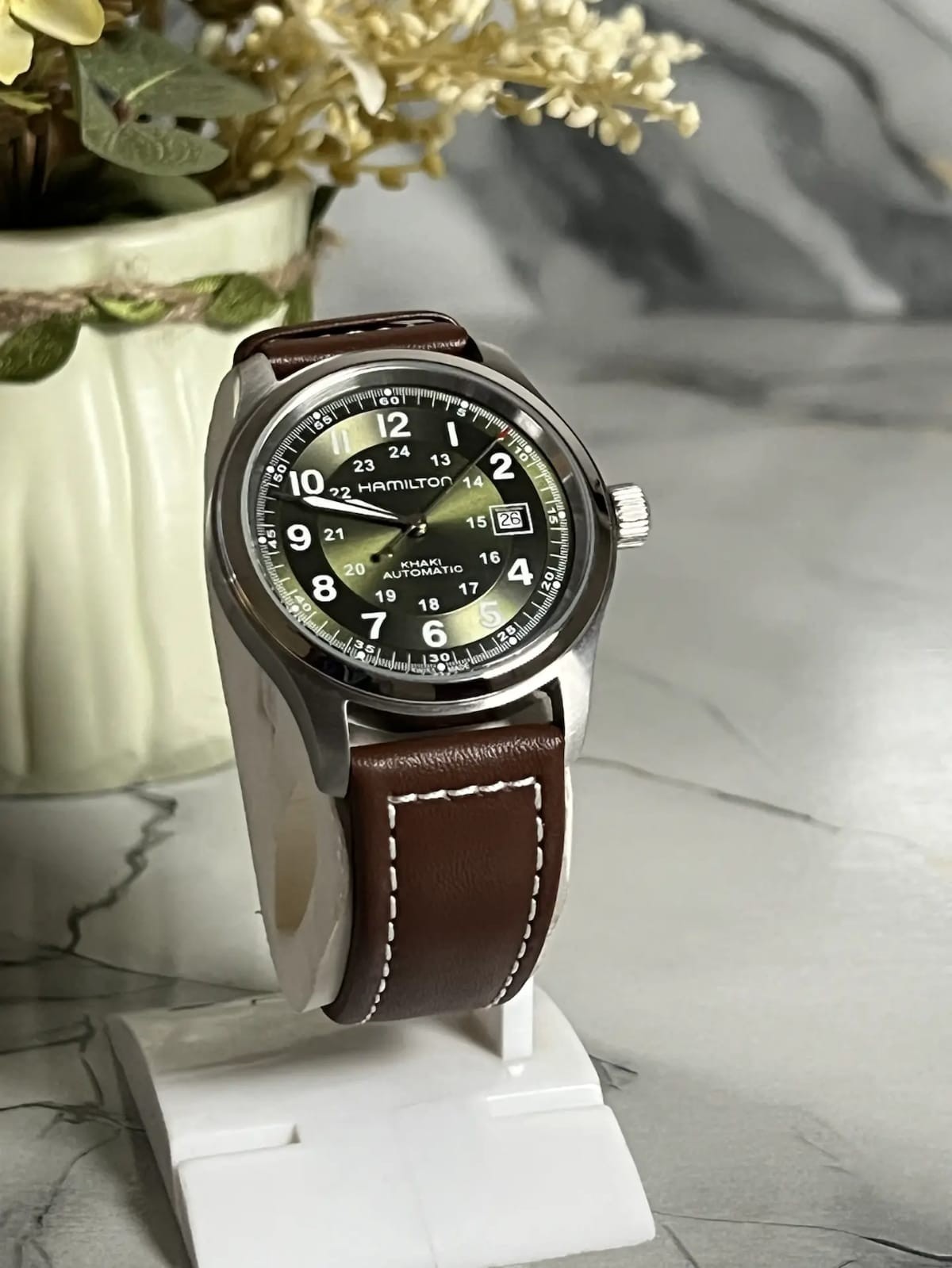 Hamilton Khaki Field Green Dial Leather Band H70555533 Automatic Men's Watch