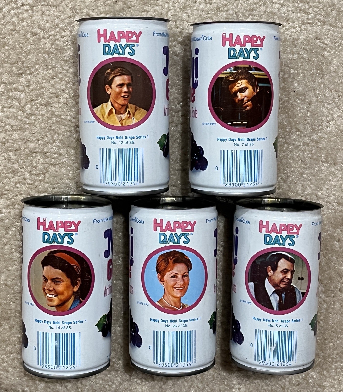 Vintage 1978 Happy Days Nehi Grape Soda Cans Lot of 5 - The Fonz Vintage 1978 Happy Days Nehi Grape Soda Cans Lot of 5 - The Fonz
