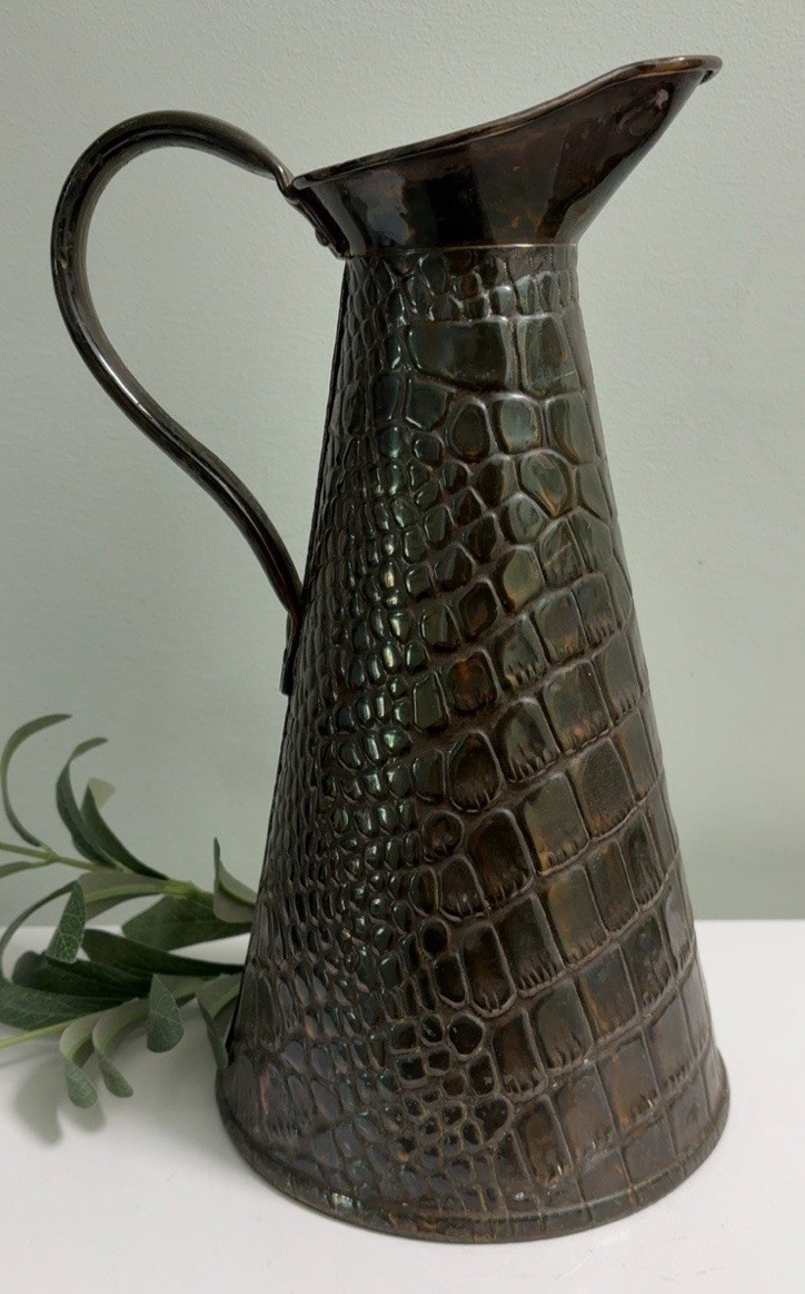 Antique Joseph Sankey & Sons Copper Crocodile Jug JS&SB Arts & Crafts England