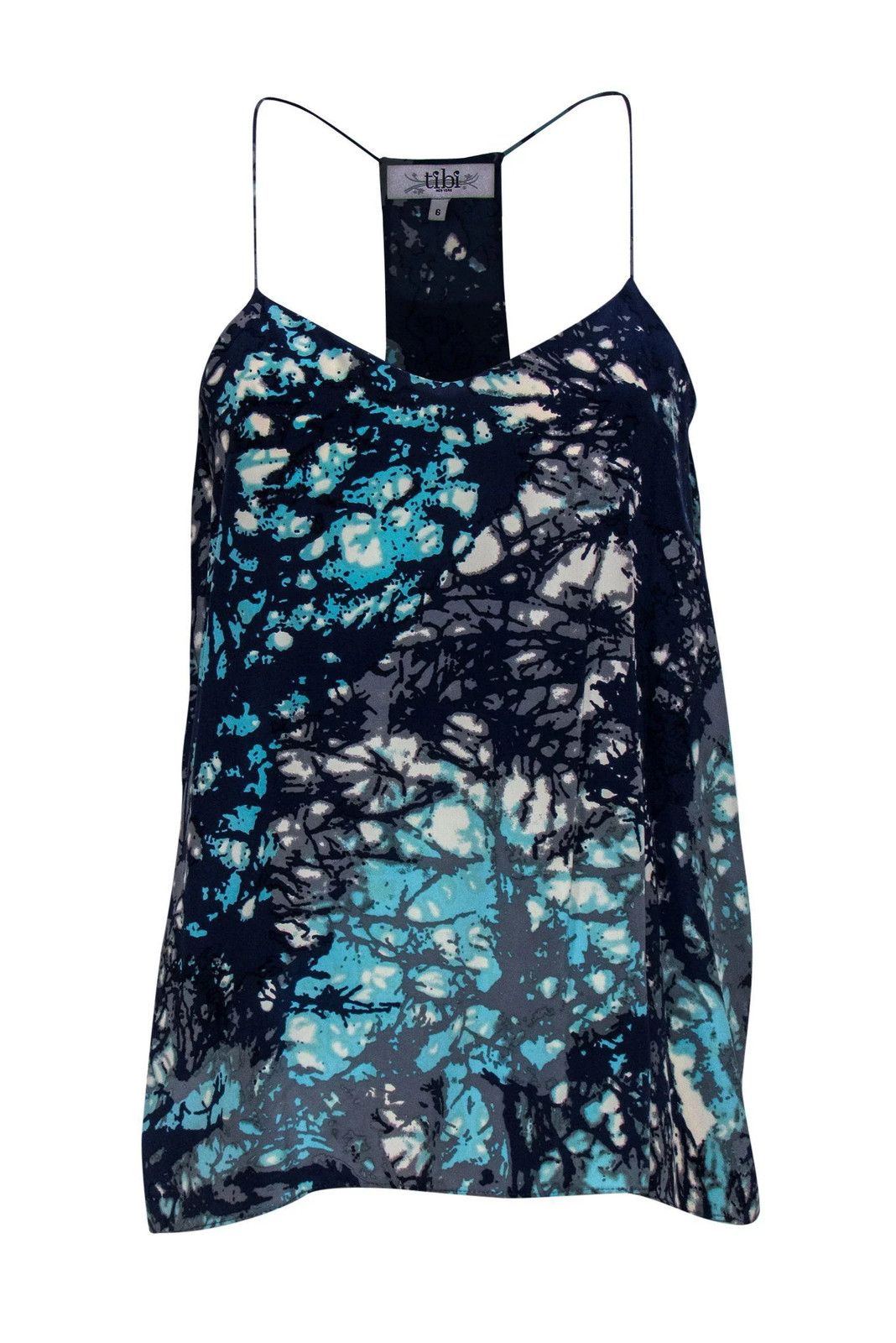 Tibi - Blue & Gray Abstract Printed Tank Sz 6