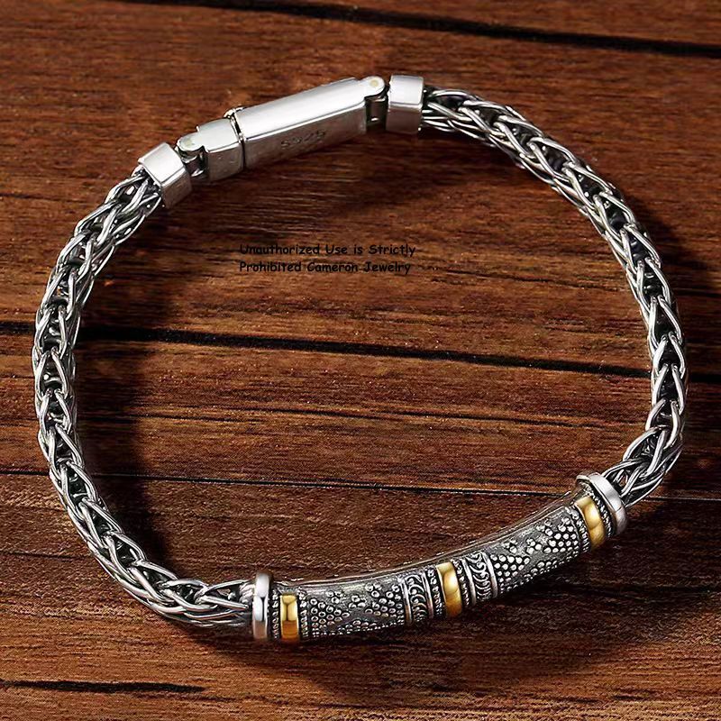 Pure S925 Sterling Silver Chain Long Tube Braided Wheat Link Bracelet 7.1-8.7in