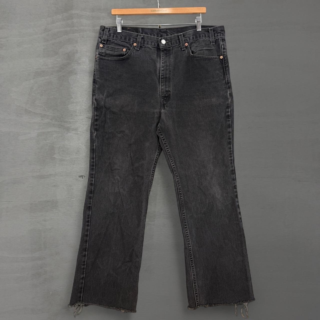 Levi\'s 517 Bootcut Made in USA Jeans Black Faded Raw Hem Vintage 36 x 29
