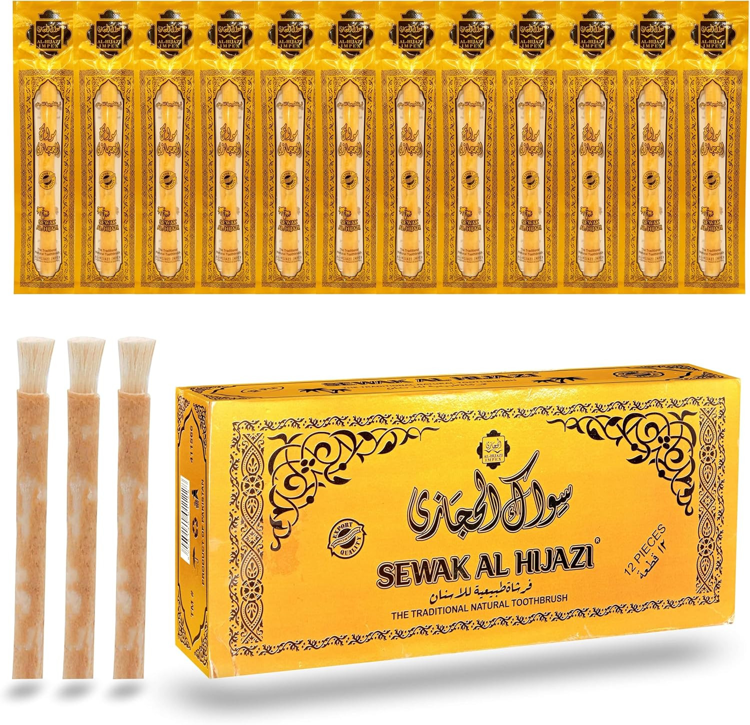 Pack of 12 Miswak Sticks Natural Toothbrush for Teeth Whitening, Oral Health & F Pack of 12 Miswak Sticks Natural Toothbrush for Teeth Whitening, Oral Health & F
