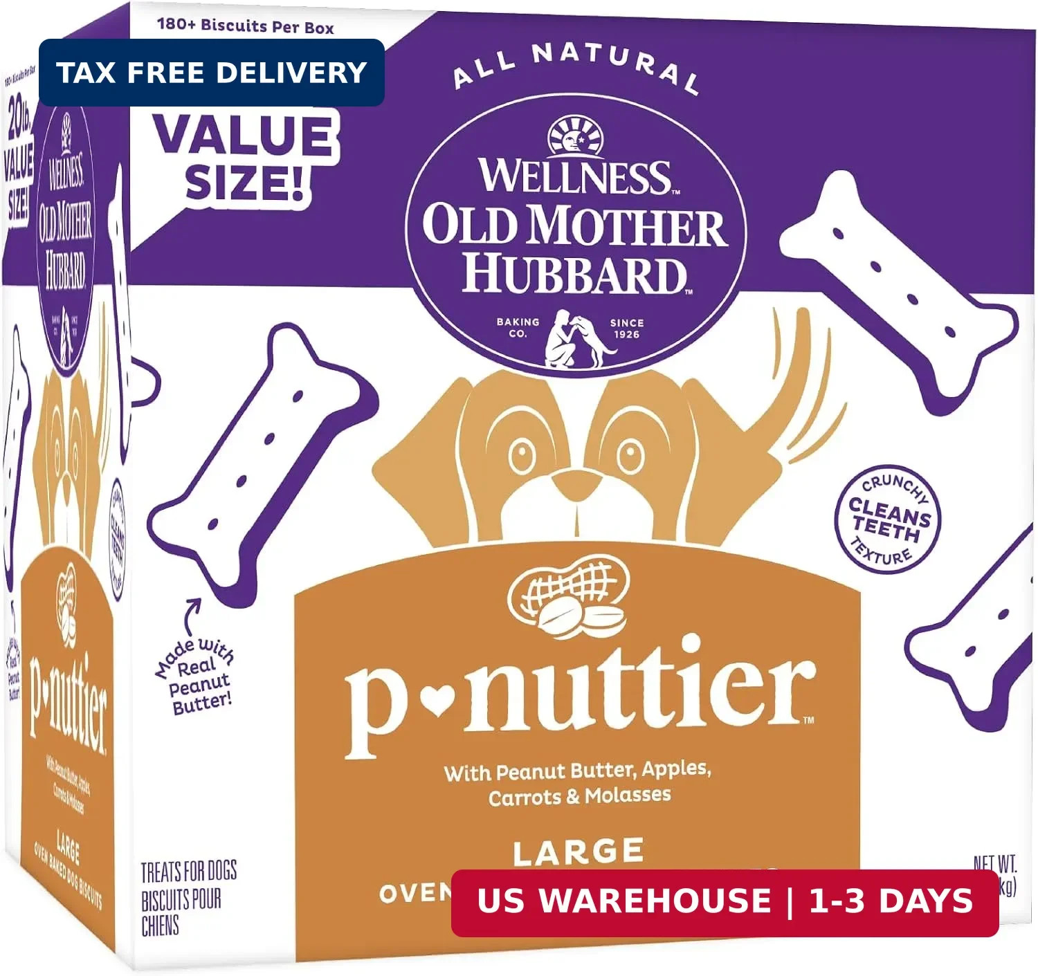 Wellness Old Mother Hubbard Classic P-Nuttier Dog Biscuits, Natural Training Tre