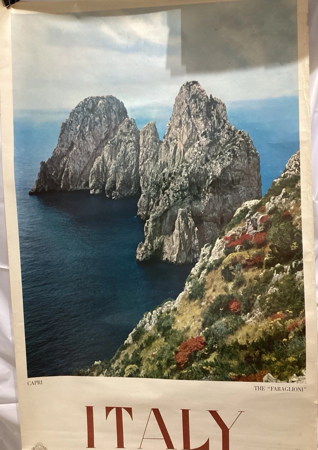 Original 1960 ENIT Italy Capri Faraglioni Vintage Italian Travel Poster 24x38